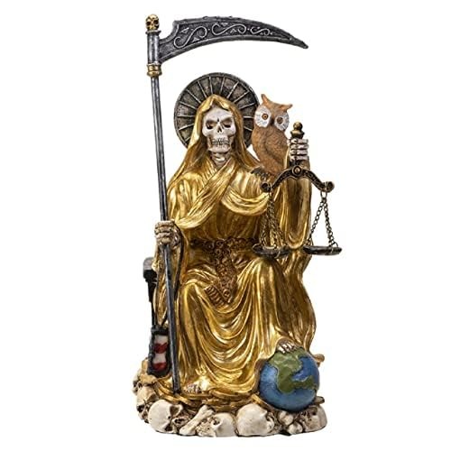 Pacific Giftware Santa Muerte, 9-inch Height, Gold, Cold Cast Resin