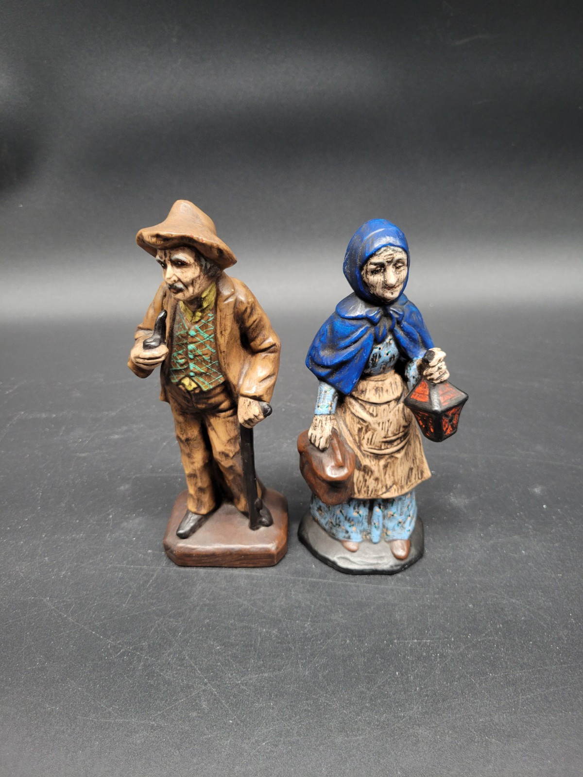 Vintage Ceramic Peasant Couple Marked W 25 and T 31 8″ X 2.75″ & 7.25″ X 3″