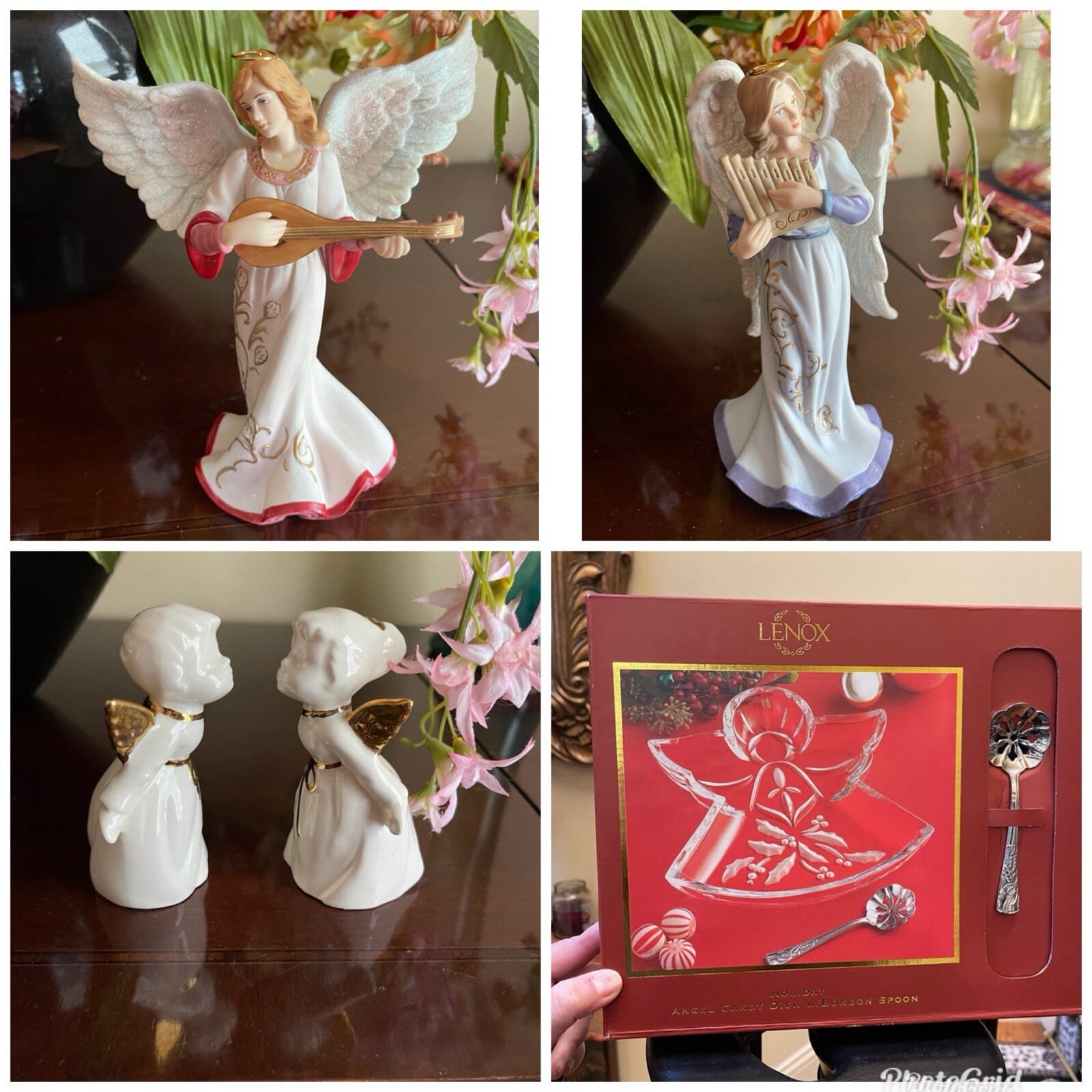 Angel Savior Is Born Holy Family Nativity Scene 11.5” Metal Wings Harp Musician