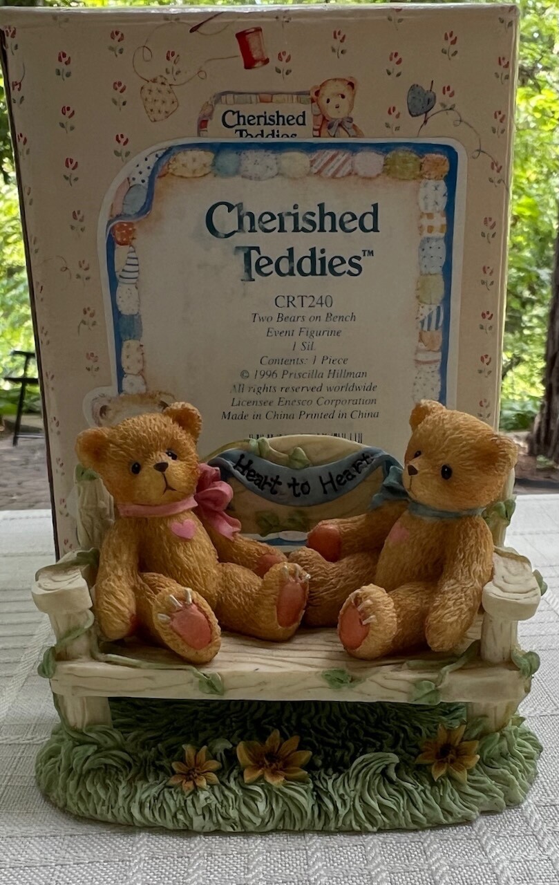 Cherished Teddies “Two Bears on a Bench Event Figurine” (#CRT240) MIB