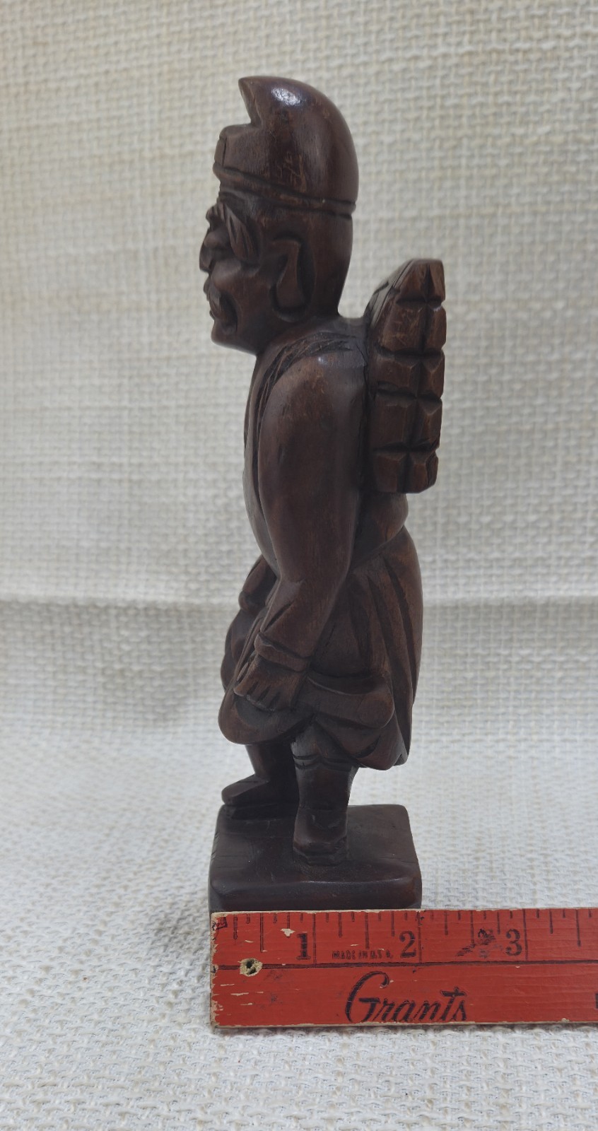 VTG Dark Wood Cherry? Carved Asian Folk Art Traveler Mud Man Sherpa Man Figurine