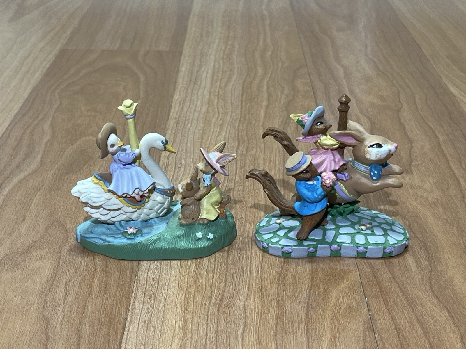 Lot of 2 Avon Kathy Jeffers 1993 Carousel Collection Rabbit & Goose figures