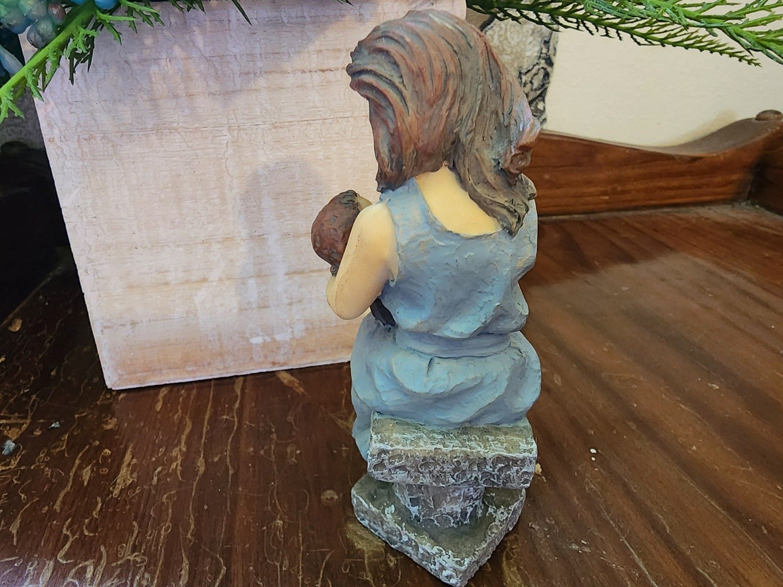 Vintage Mother and Son Figurine, Resin Decor, Family Collectible, shelf decor