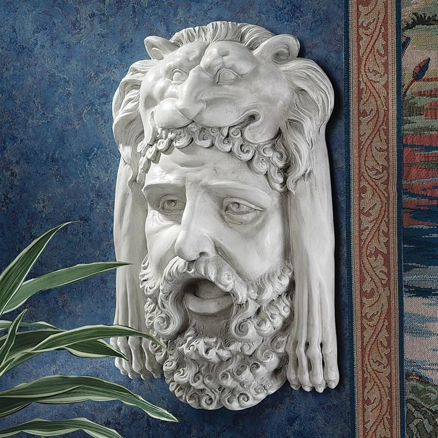 design toscano hercules bust with nemeanlion headdresswall sculpture. Details:
