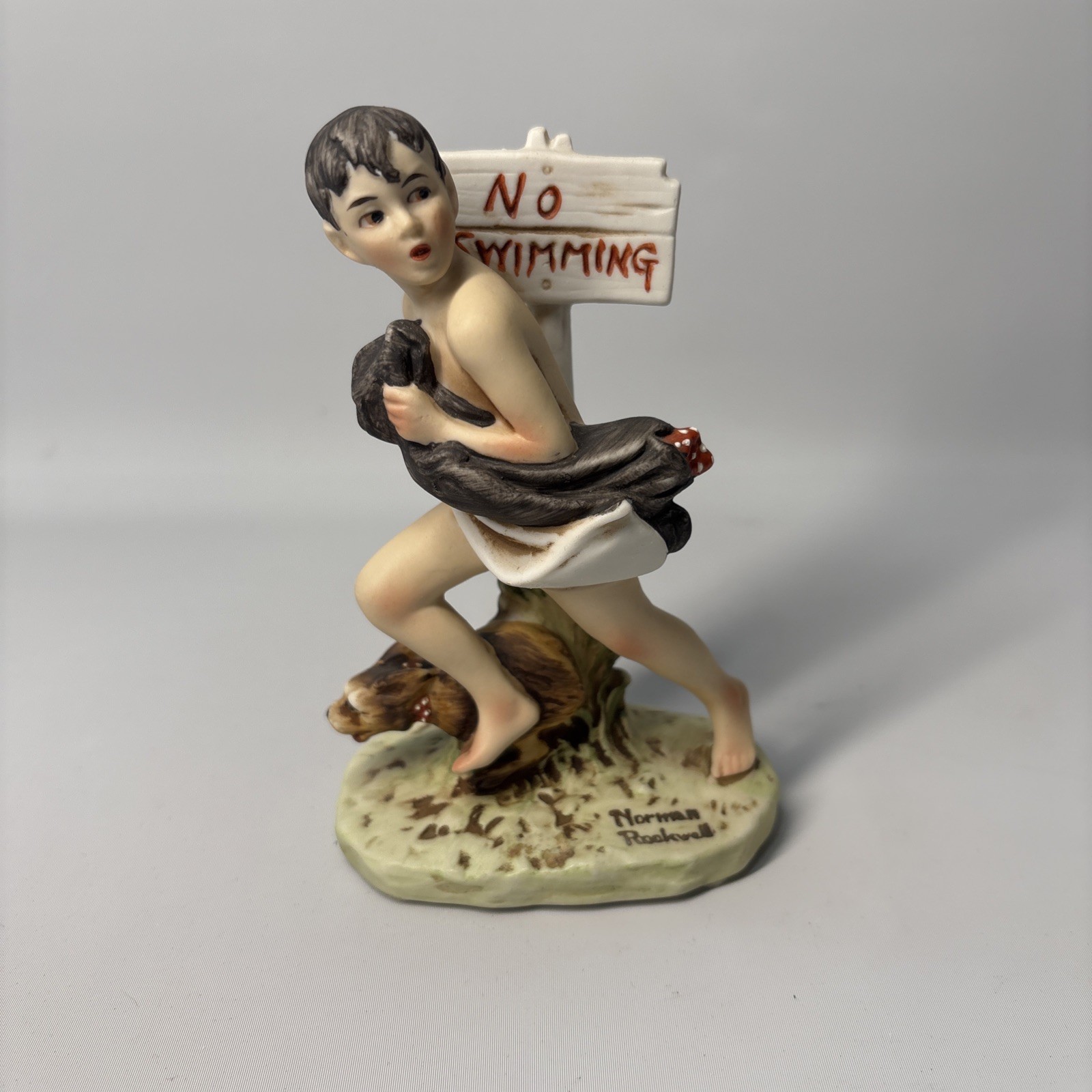Norman Rockwell “No Swimming” Figurine 1973 Dave Grossman Sat Eve Post Vintage