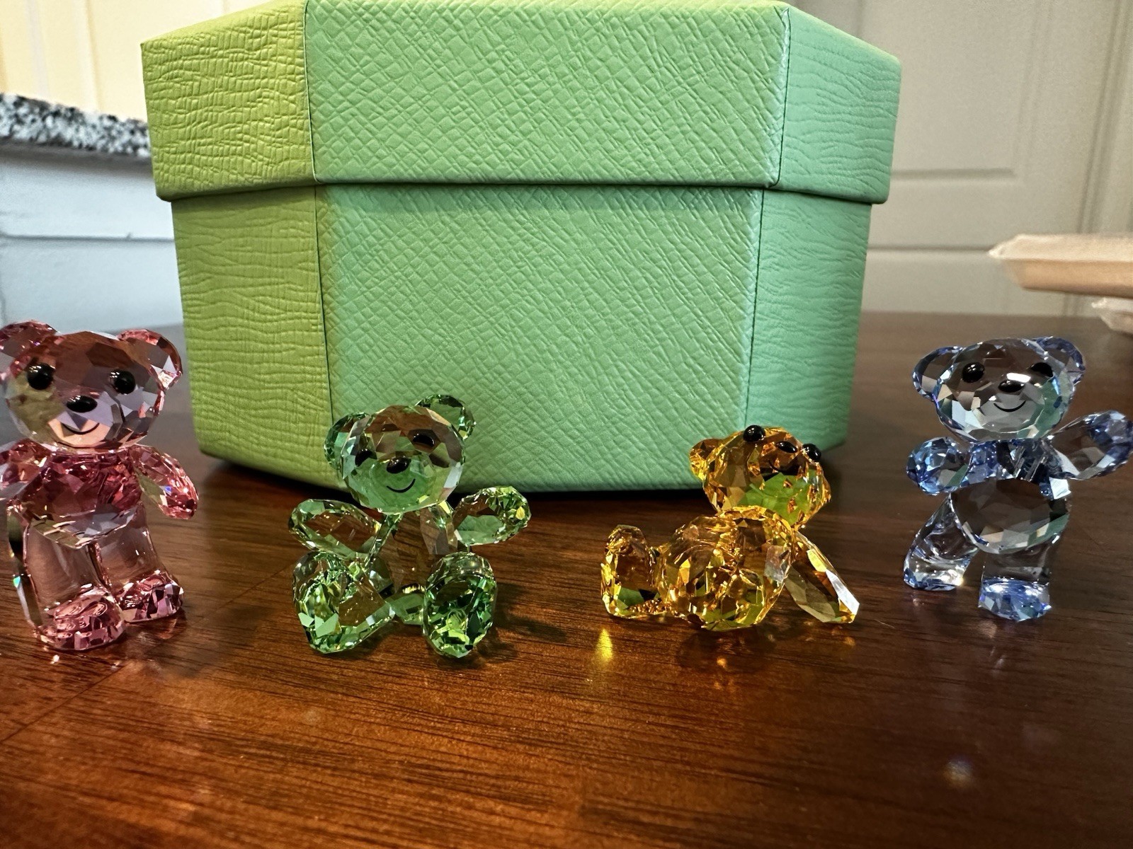 Swarovski Kris Bear 30th Anniversary Set of 4 Bears Pink Green Yellow Blue