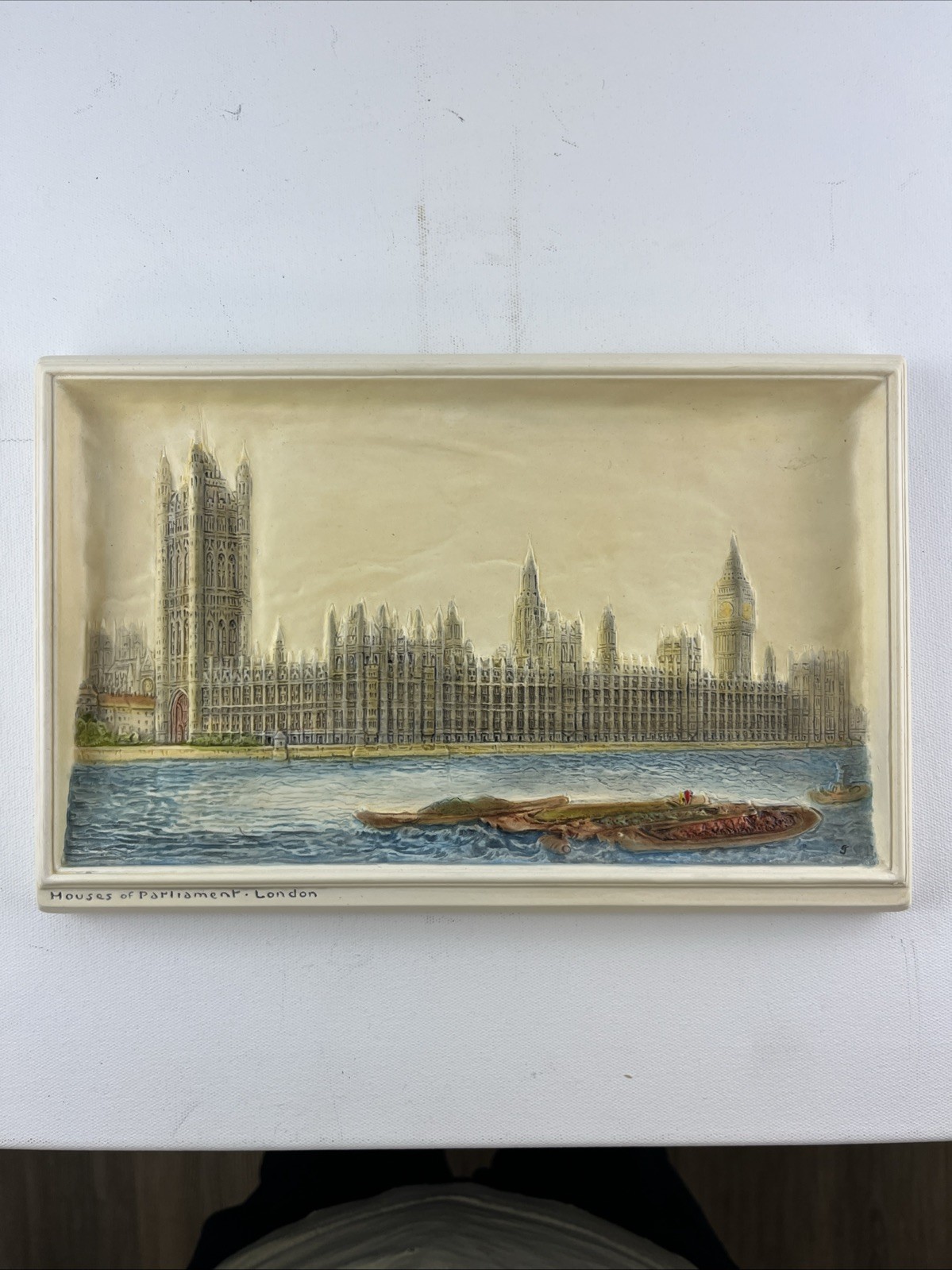 Bossons Ivorex wall plaque Houses Of Parliament, 3d, Hand Painted  (Rare)