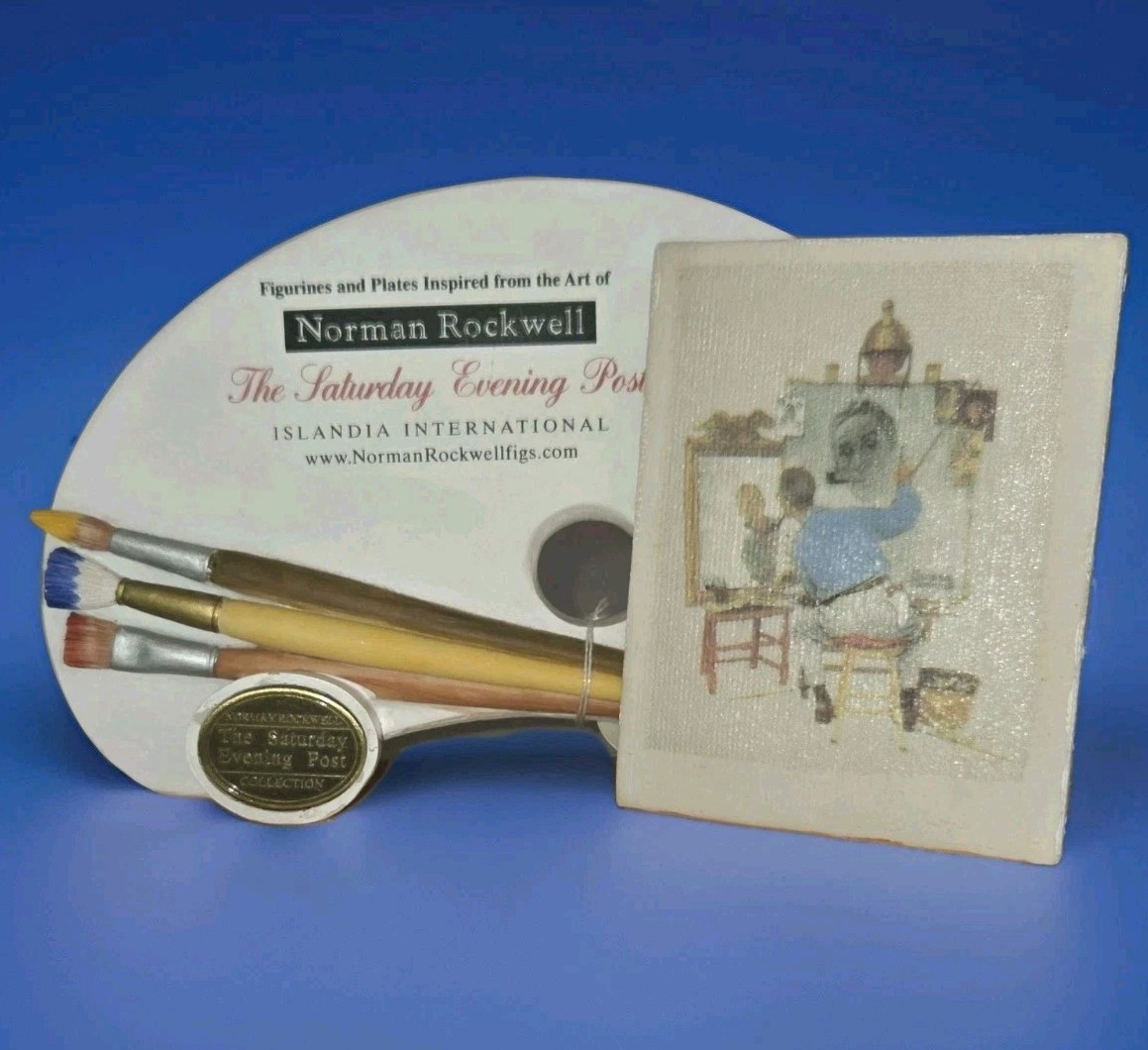 Norman Rockwell Figurine Plaque Self Portrait Inspired Islandia Int NR6999
