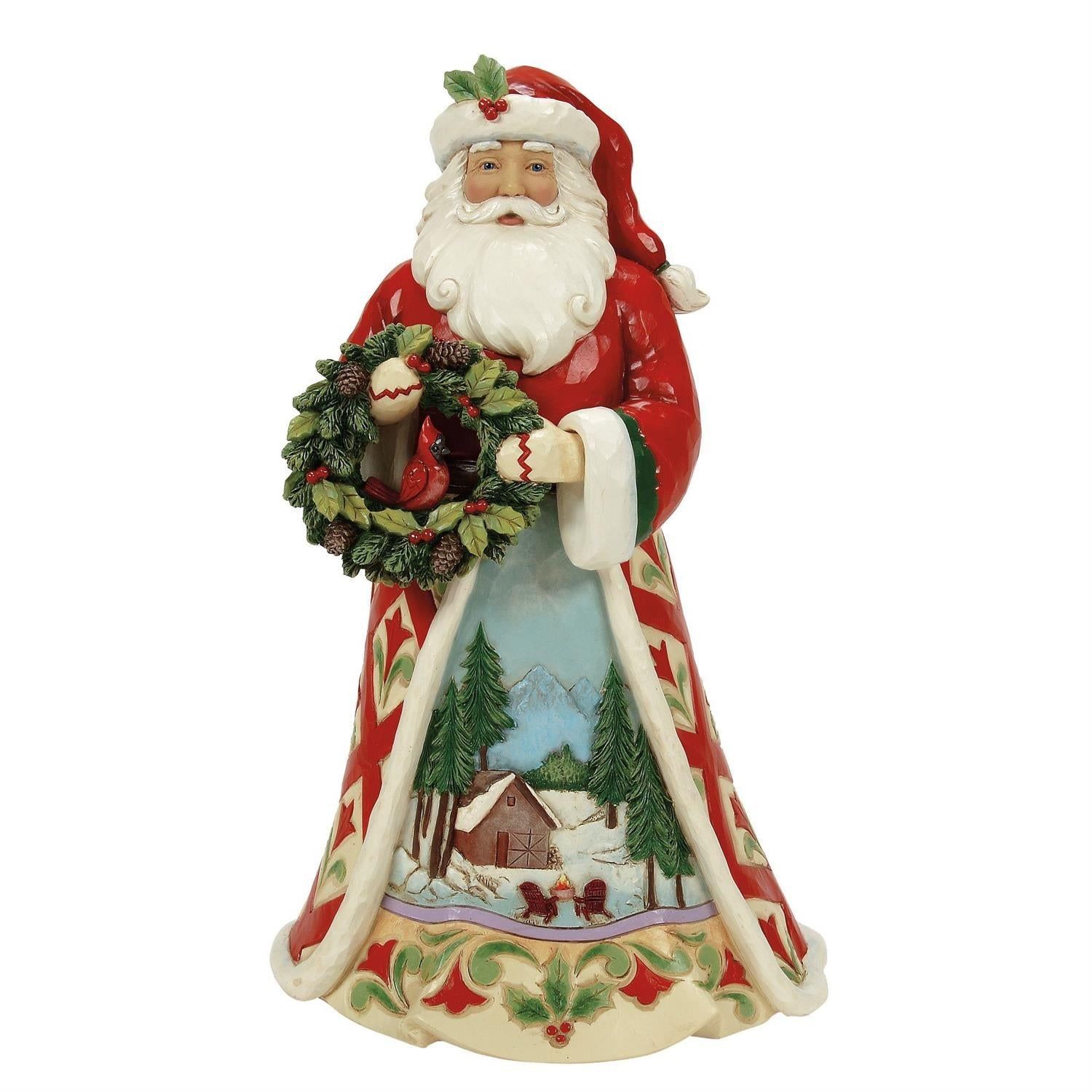 Jim Shore Heartwood Creek Christmas at the Lodge Santa W Wreath Figurine 6017032