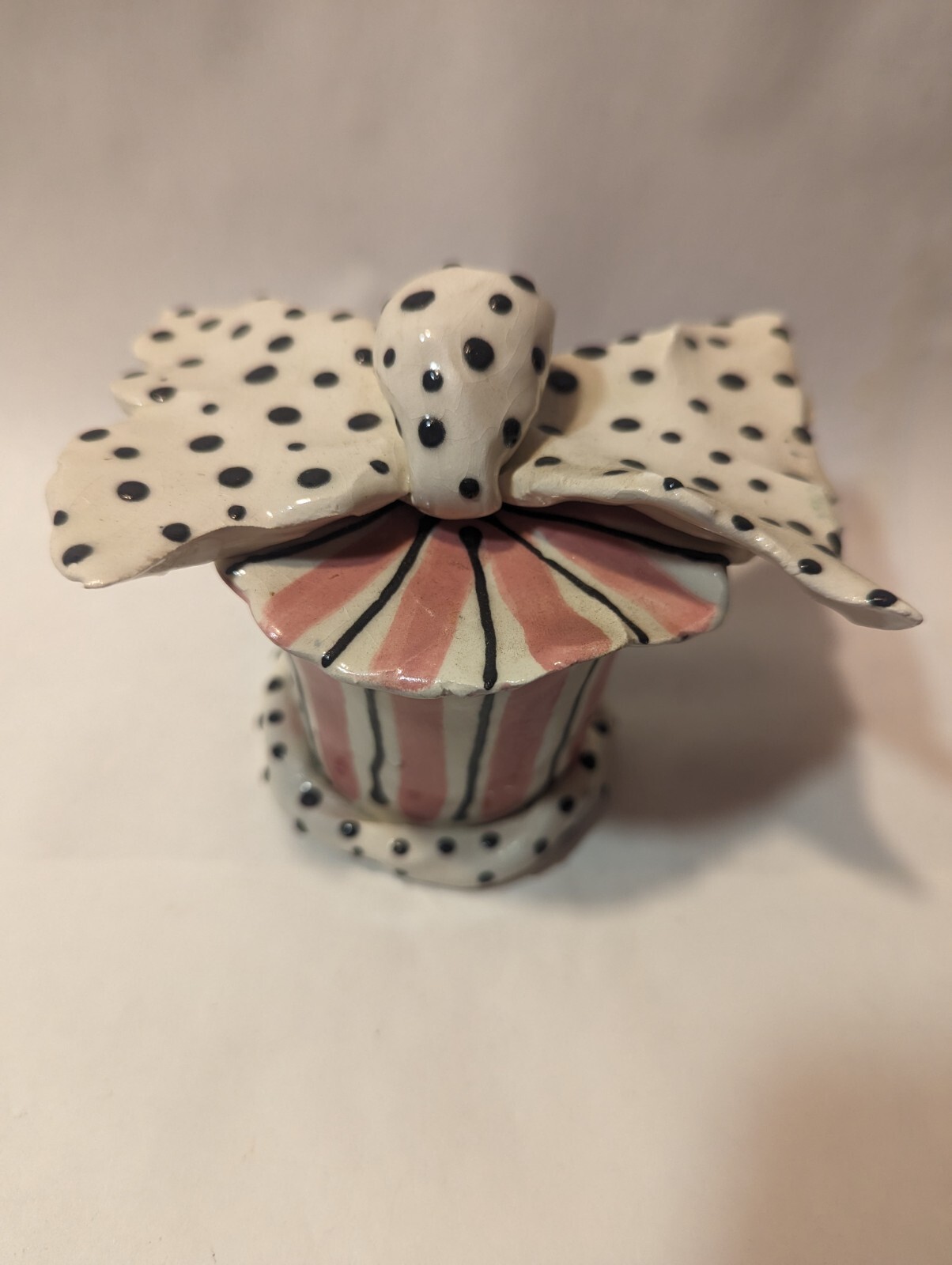 Big Polka Dot Bow #2 Covered Jar Vintage WhimsiClay. Fun. Amy Lacombe + a Gift!