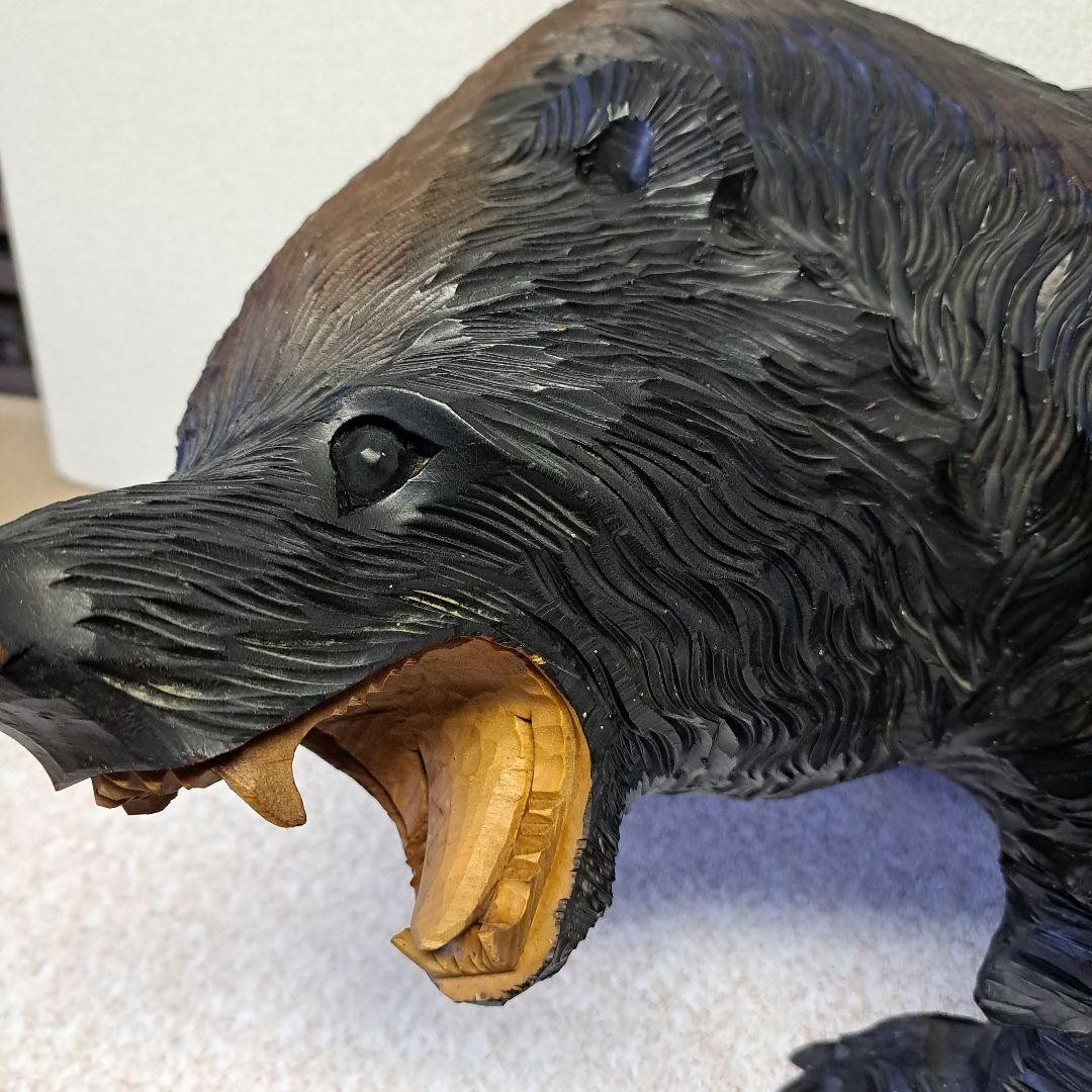Japanese Wooden Bear Hand Carved Sculpture 50cm×32cm Rare