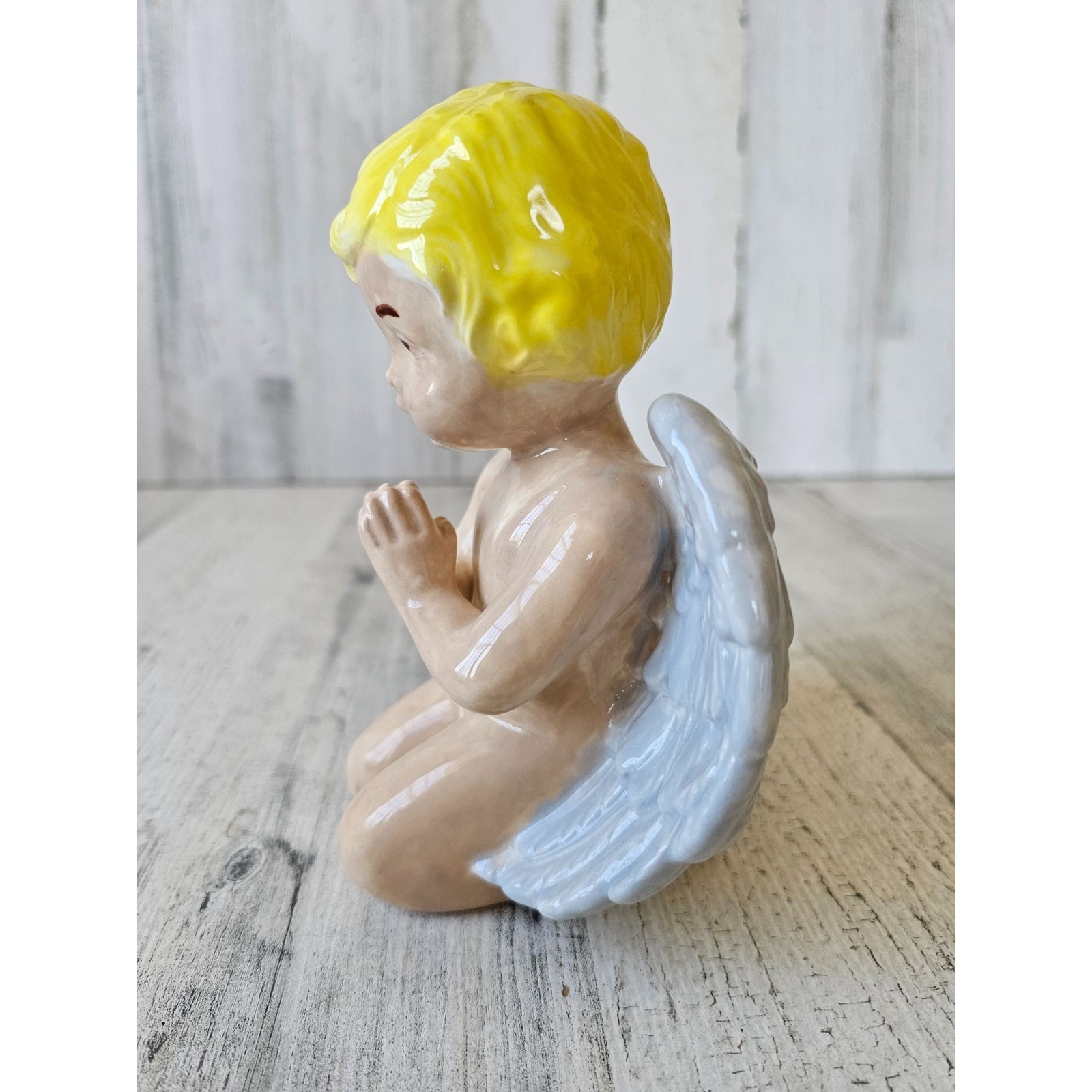 Vintage ceramic boy cherub angel praying statue figurine vintage