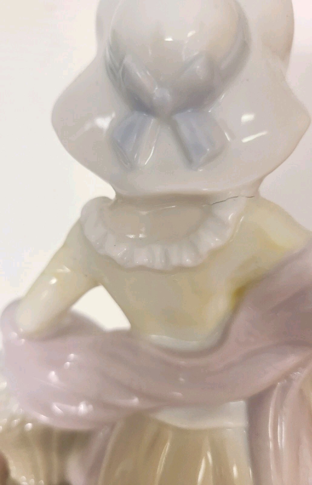 Ceramic Lady With Basket Of Flowers Figurine Pastels Cottage Core Country