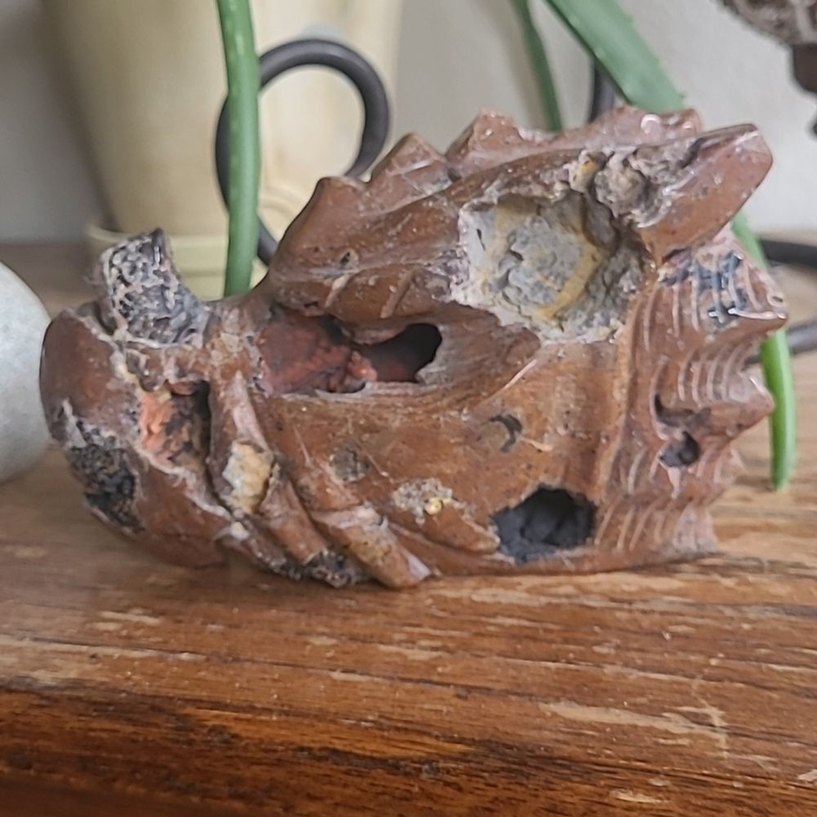 Red Fox Druzy Agate & Jasper Lava Dragon Head