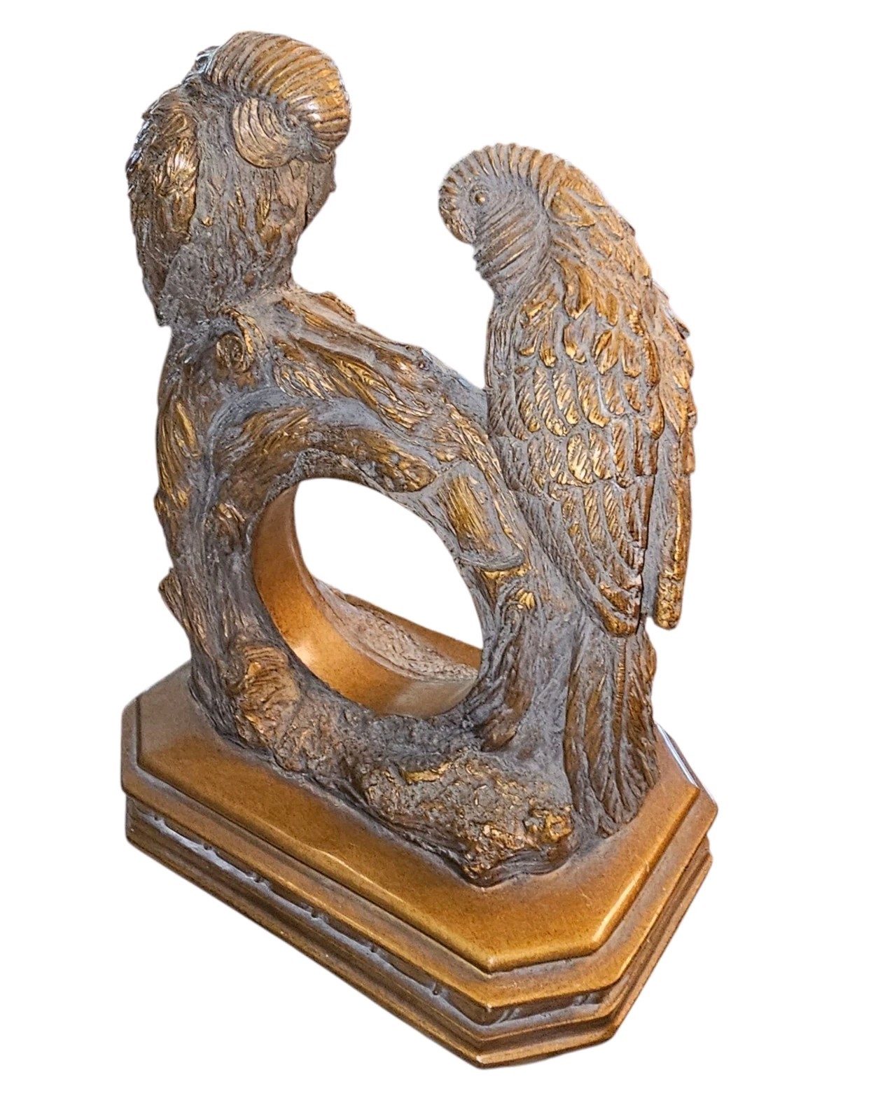 Parrots Platform Clock or Picture Holder Made Of Plaster Of Paris