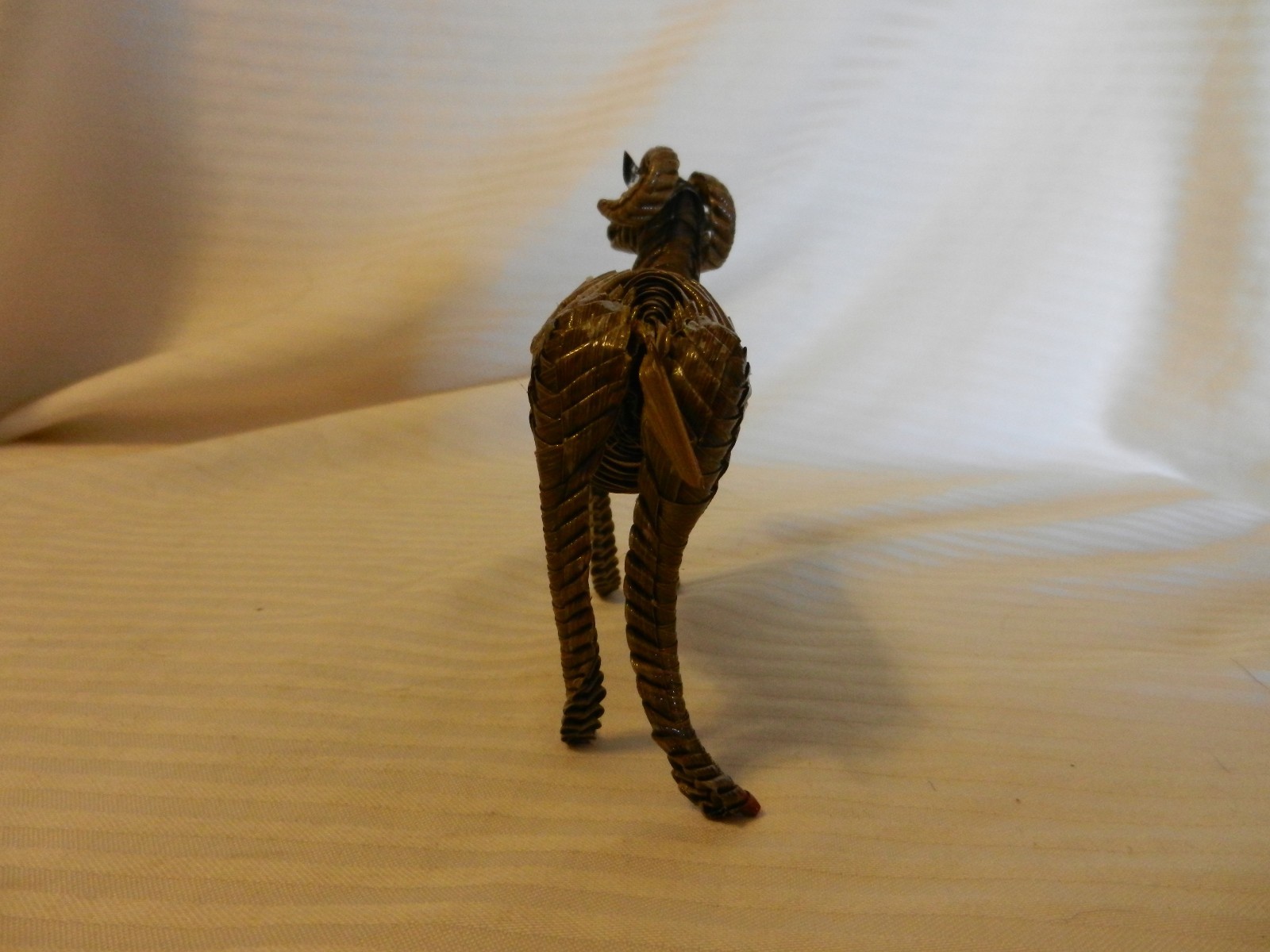 Vintage Hand Made Big Horn Sheep Ram Figurine Made From Palm Fronds