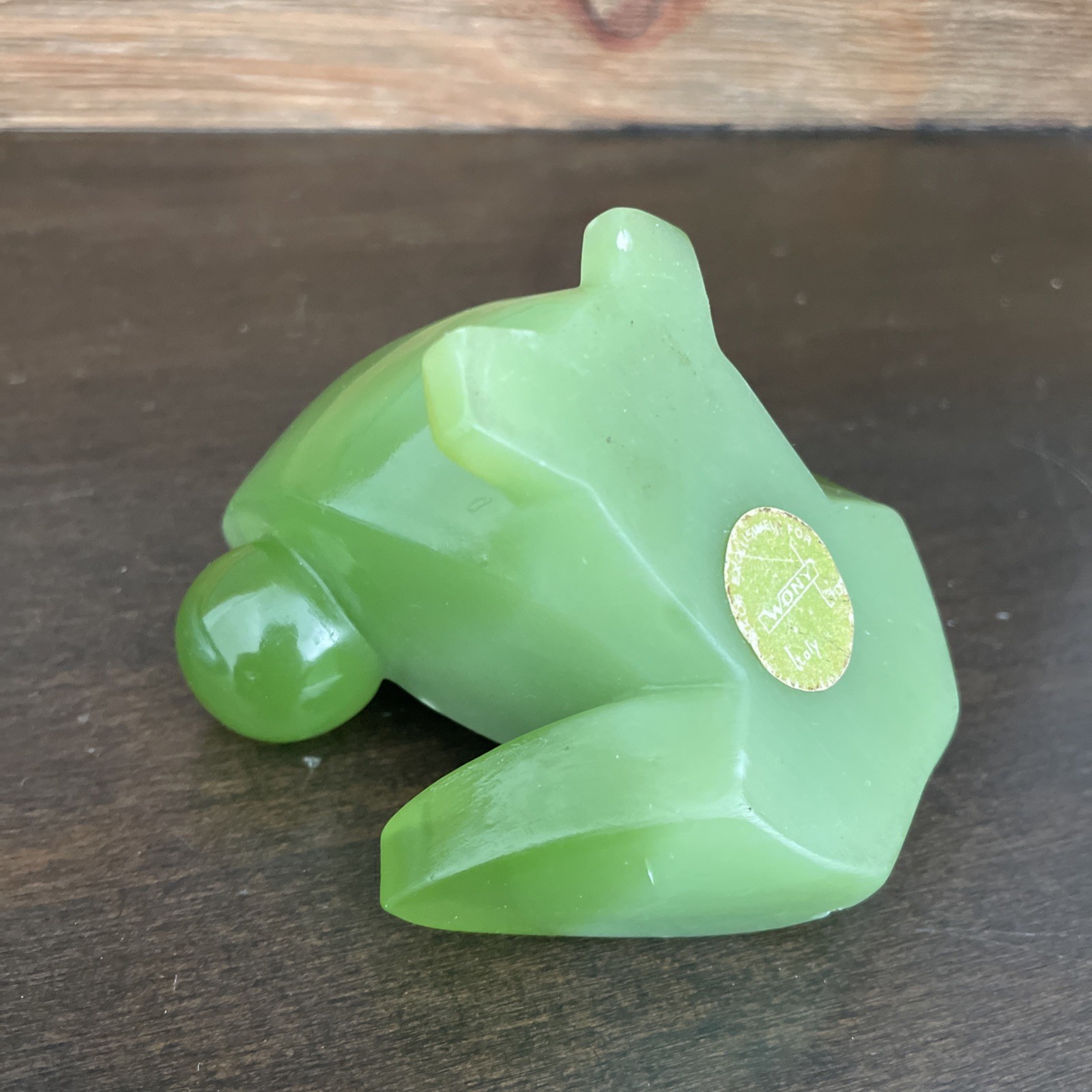Vintage Italian Faux Jade Green Tree Frog Sculpture Realism Cute