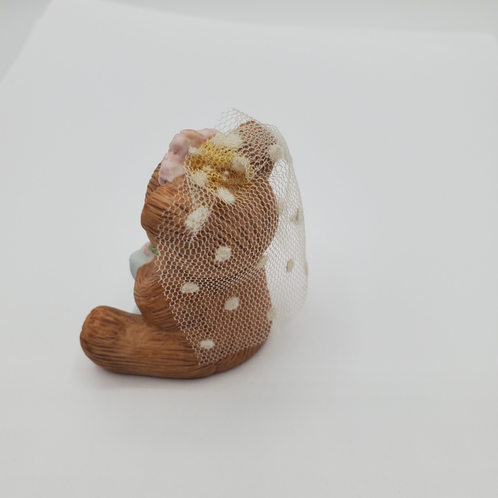 Homco Teddy Bear Month Figurine 1413 June Bride Wedding Veil Marriage cake top