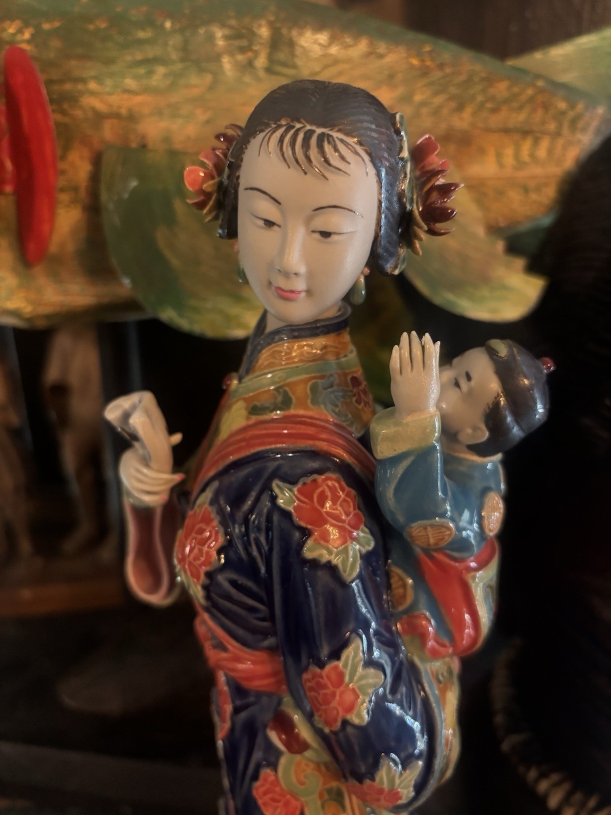 Chinese Porcelain Figurine – Woman & Child