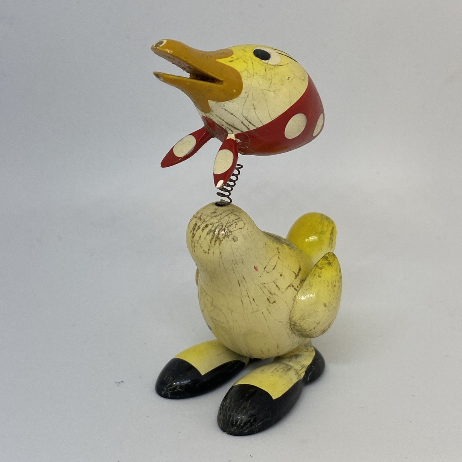 Vintage Goula Spain Wood Duck Mother Goose Nodder Wobbler Bobblehead Figurine