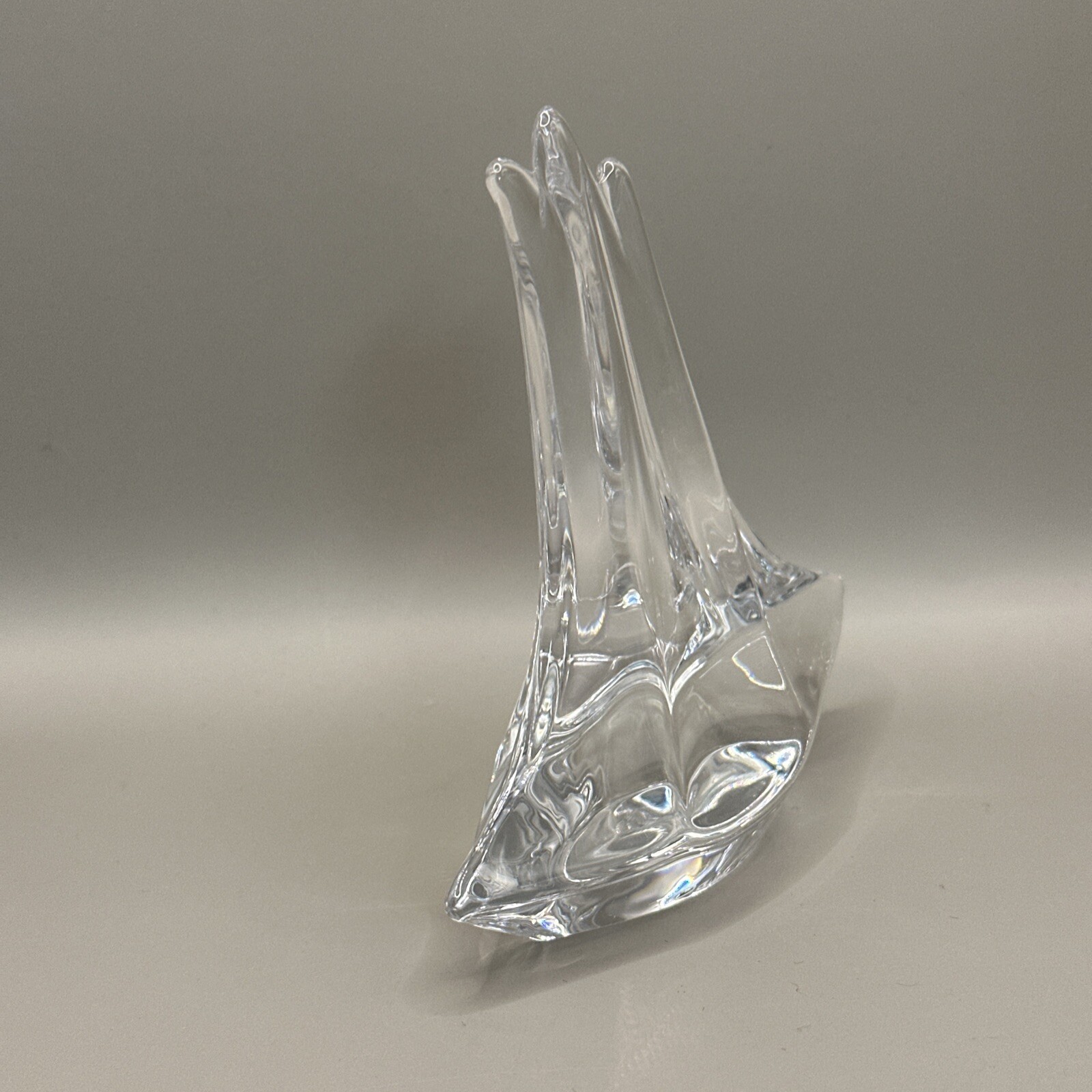 Daum French Sailboat Paperweight Art Glass/Crystal Three Mast Sculpture 4″