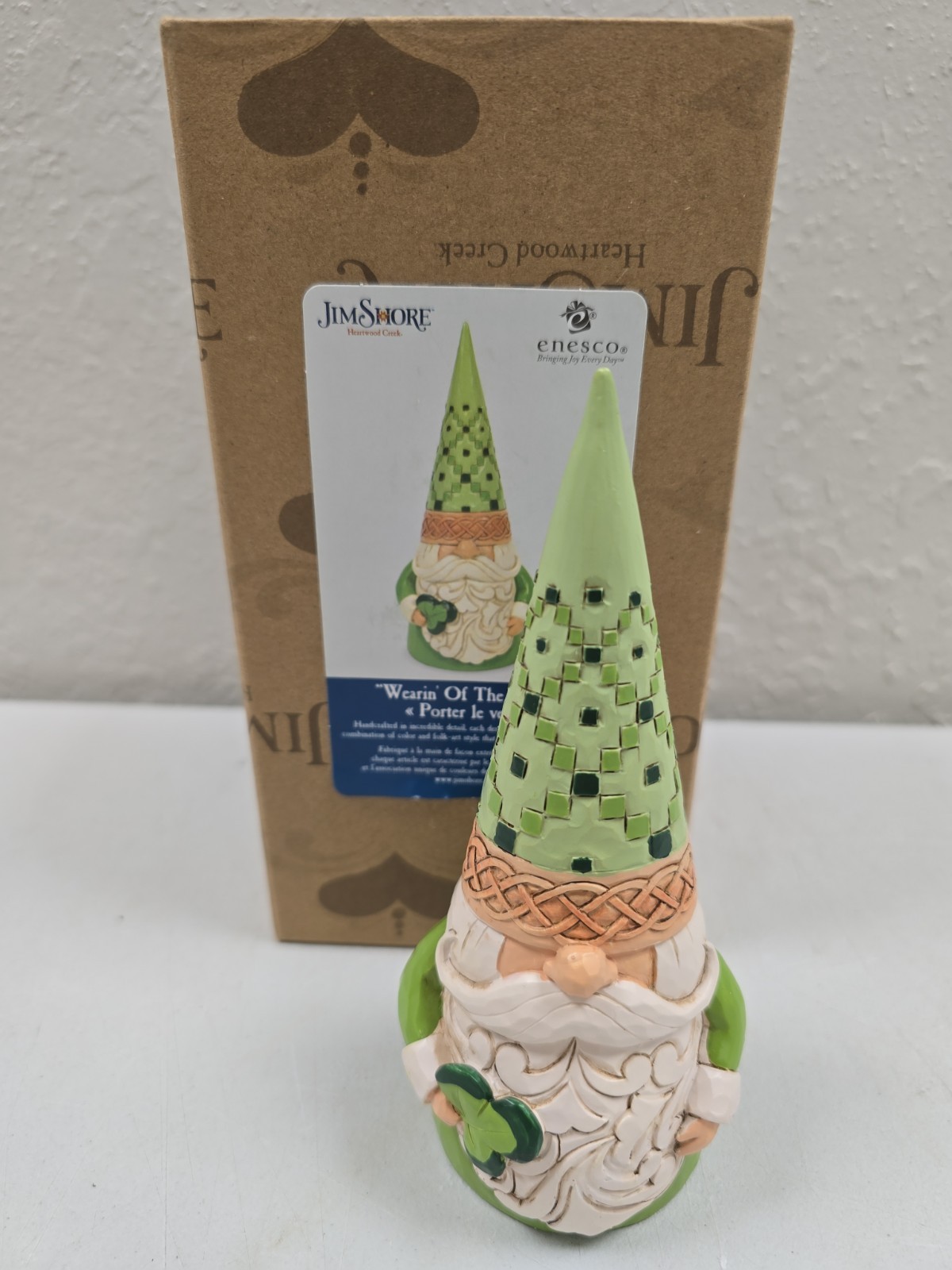 2020 Jim Shore Heartwood Creek Irish Gnome with Shamrock Figurine 6008402