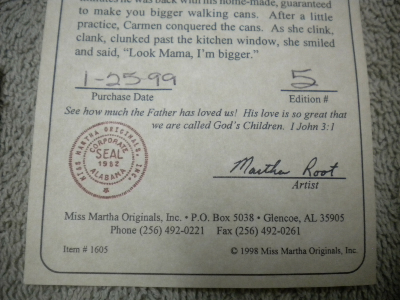 All Gods Children Carmen Lot of Papers, Cert, Registration Form See Pictures