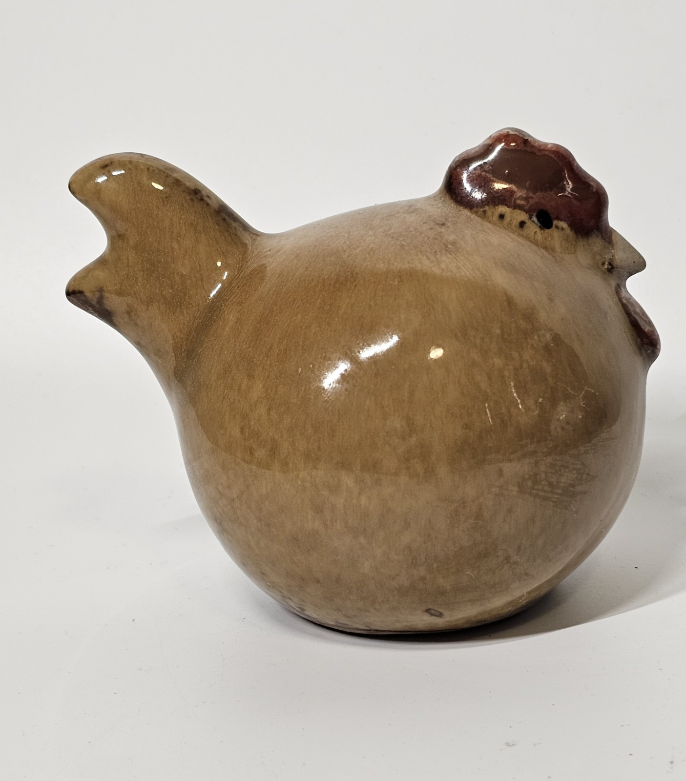 Brown Fat Chubby Hen Glazed Ceramic Home Decor Figurine