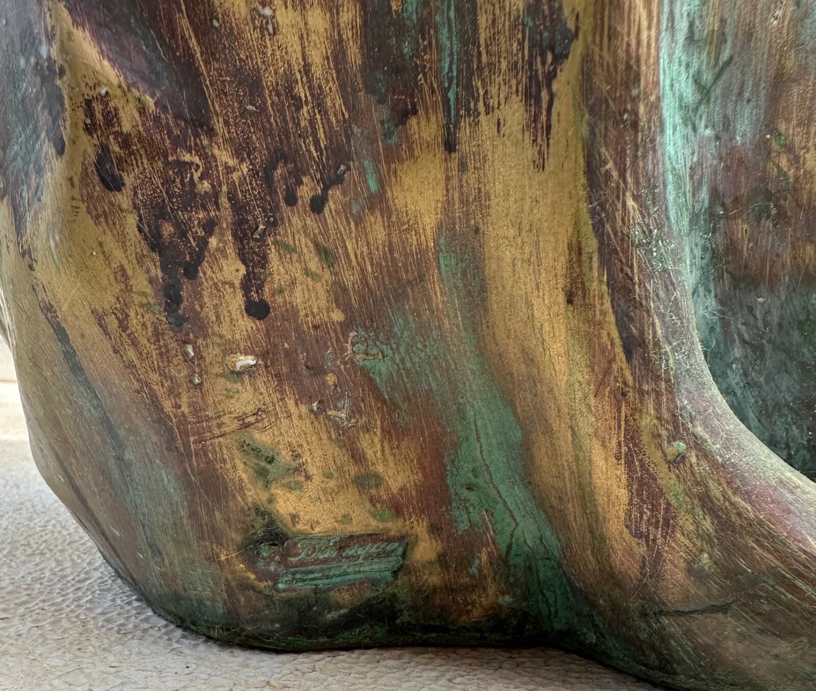Vintage Italian Life Size Carved Wood Gold Verdigris Greyhound Baroque Sculpture