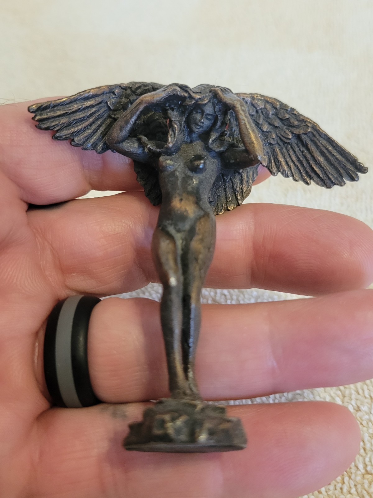 Vintage Bronze Woman Angel Statue