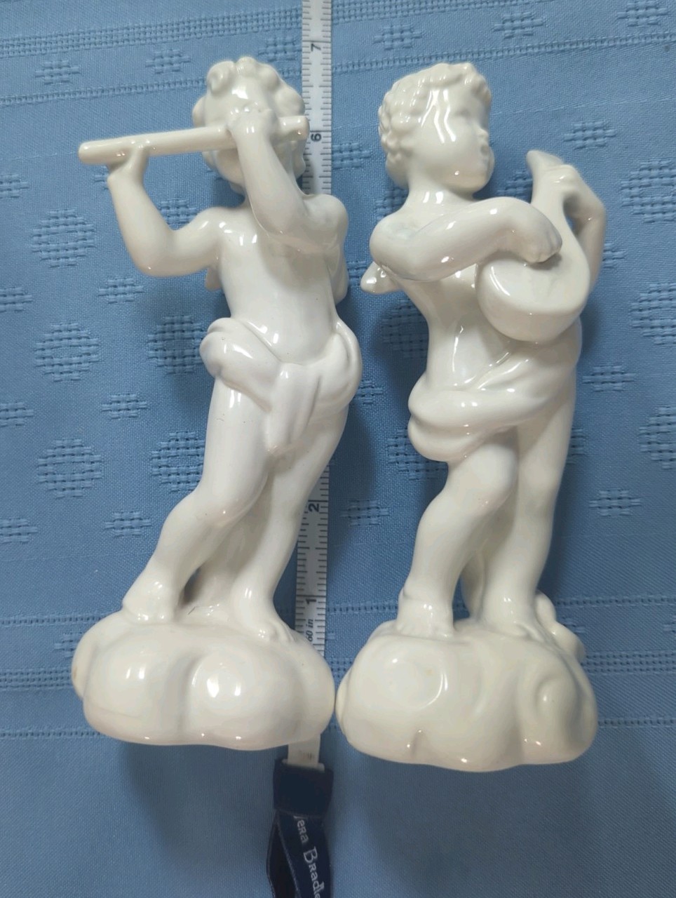 Dakon Keramos Austria White Porcelain Cherub Figurine Pair Art Deco 16cm 6.5 In
