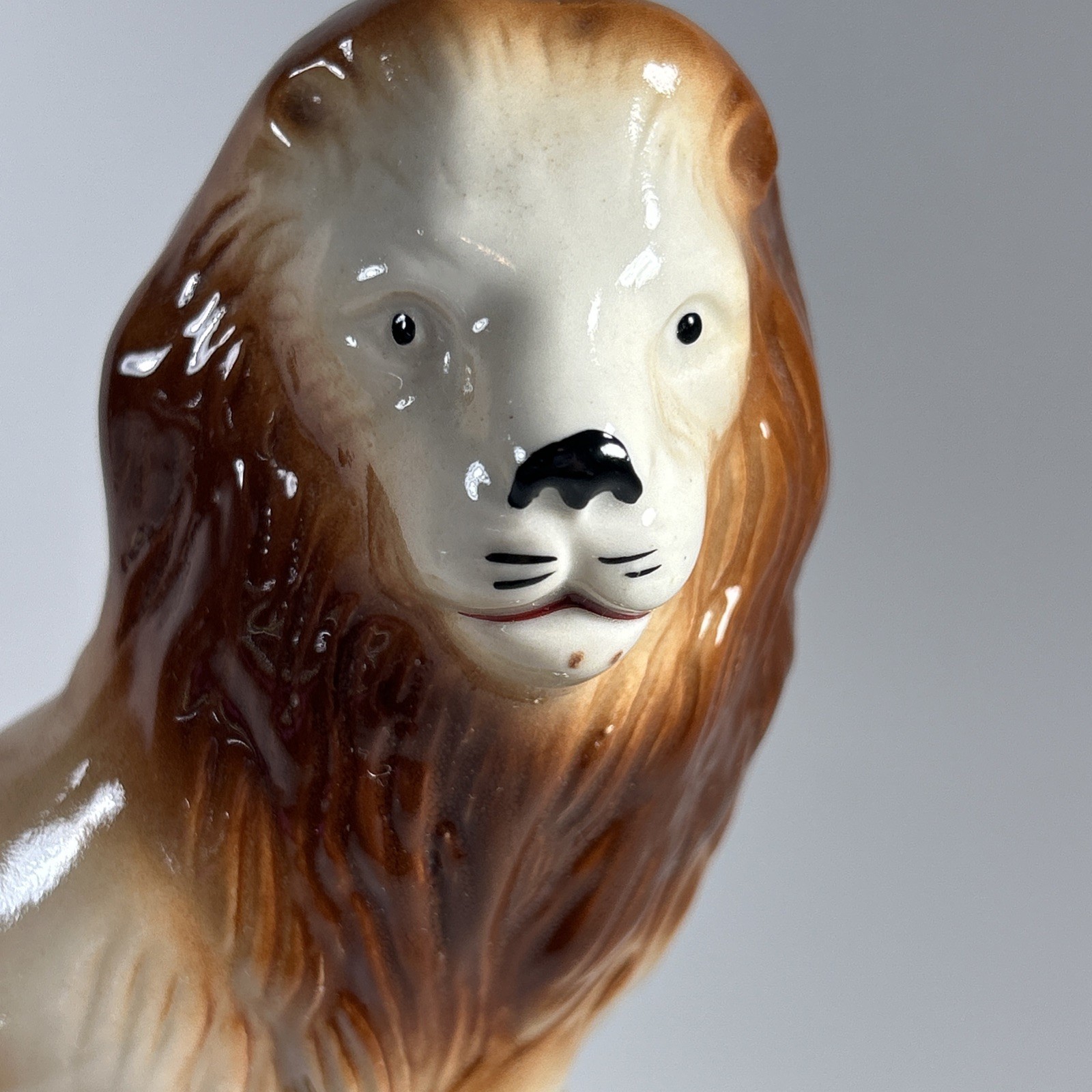 Vintage Mid Century Lusterware Lion Figurine Made In Brazil Figure