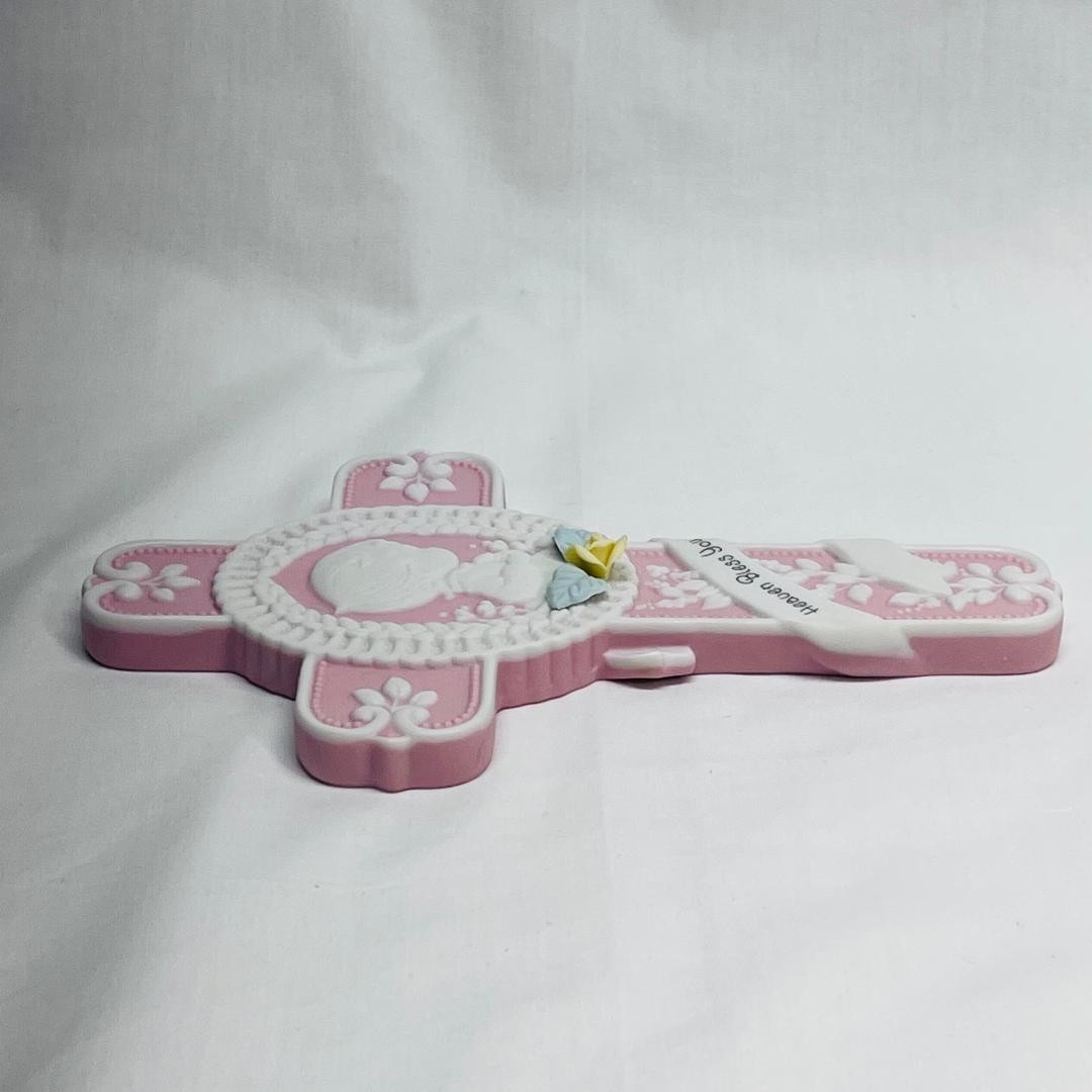 VTG NEW 1996 Pink Christening Day Cross Precious Moments .5″Wx4.5″ Lx7″ H *READ*