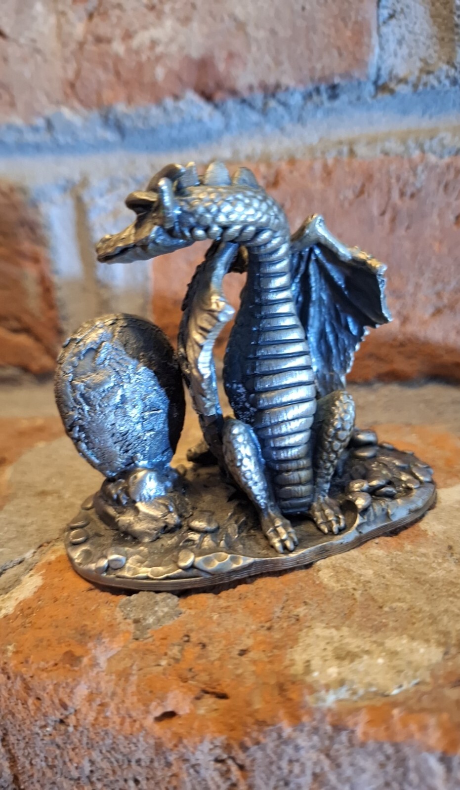 Pewter The Majestic Dragon Fantasy Figurine A G Slocomb 3″ Statue Jewel Vtg 3116
