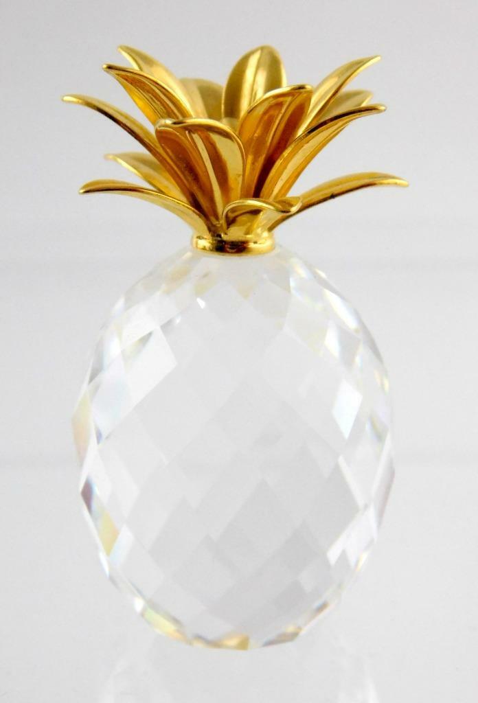 Swarovski Crystal Sparkling Fruit Small Pineapple Golden Leaves A+ CONDITION