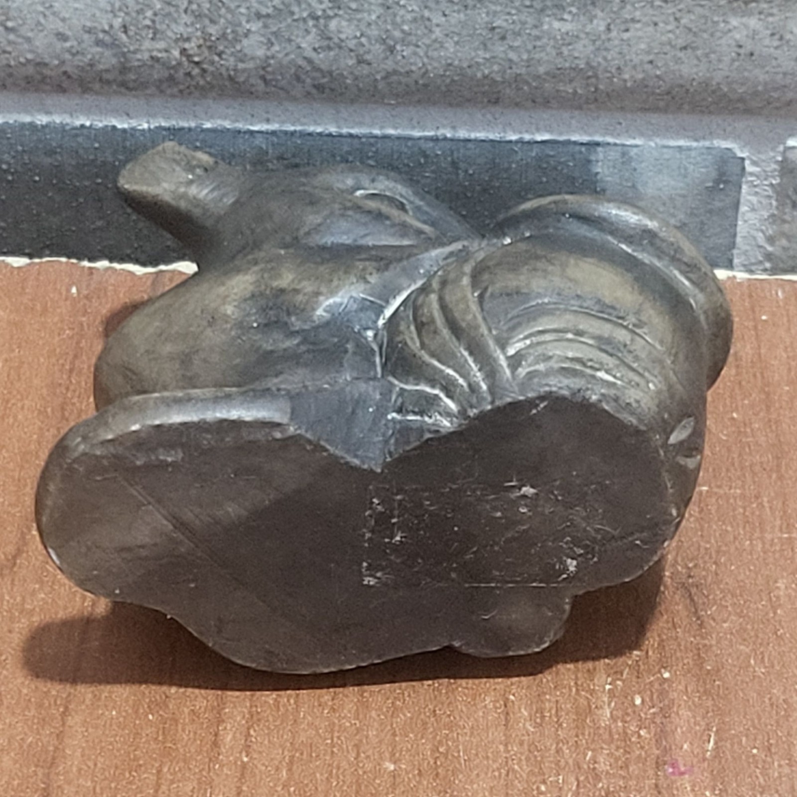 Vintage Hand Carved Soapstone Mouse Rat Holding Mushroom
