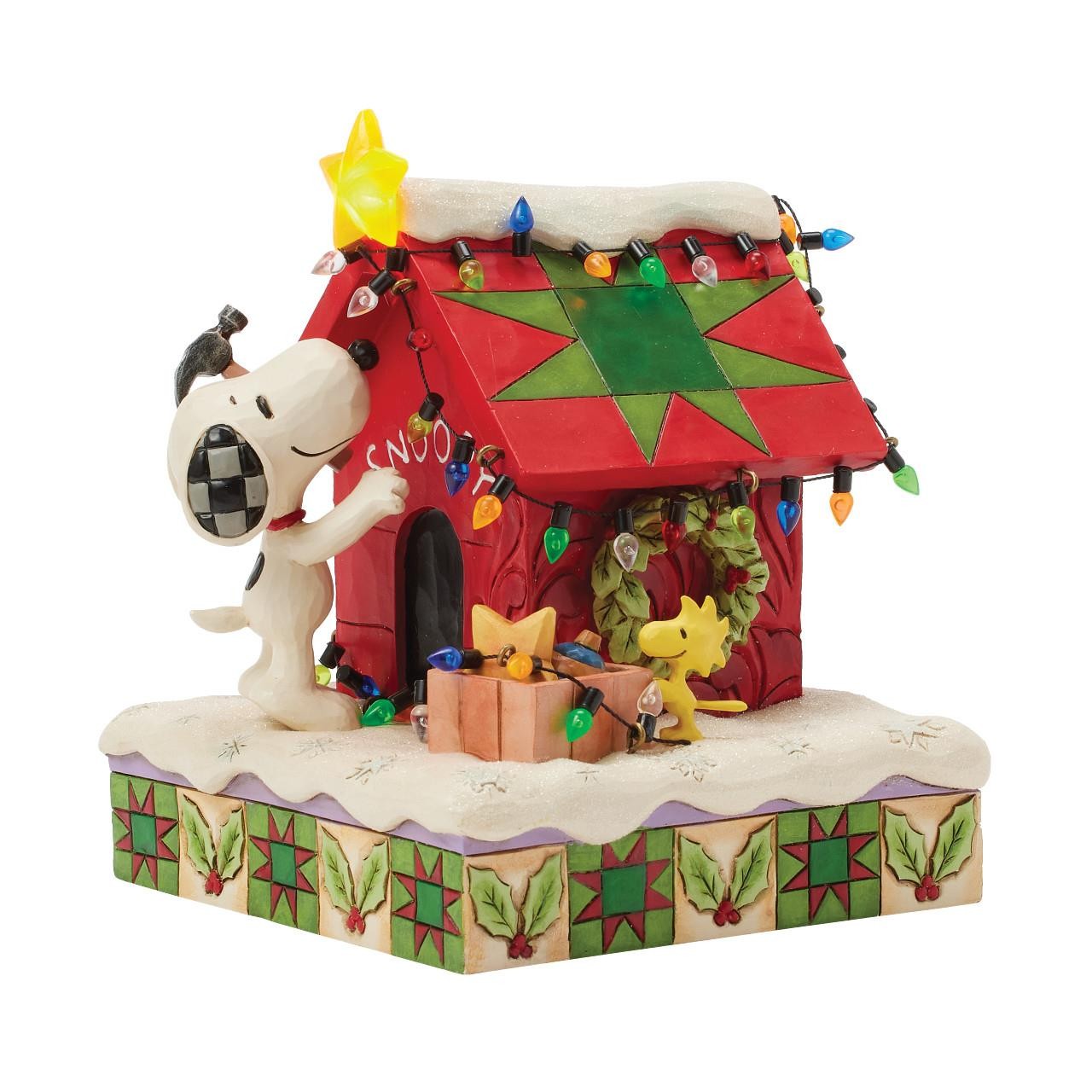 Jim Shore Peanuts Snoopy & Woodstock Decorate LED Doghouse Figurine 6017241