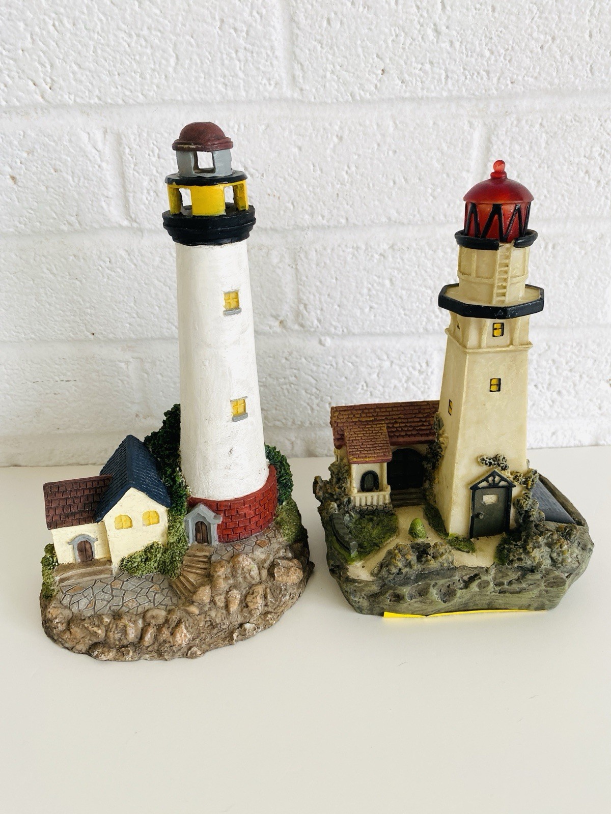 Lighthouse Lighted Nautical Decor Set Resin Beach Coastal Boating Sailing Theme