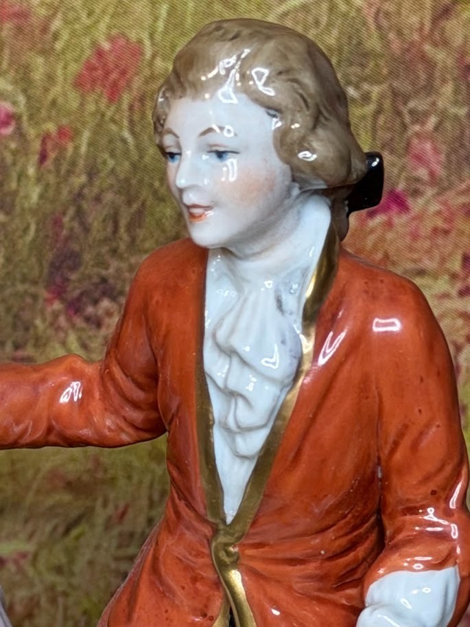 Large Rare Scheibe Alsbach Porcelain Flower Garden Man & Woman Romance! 19th C.