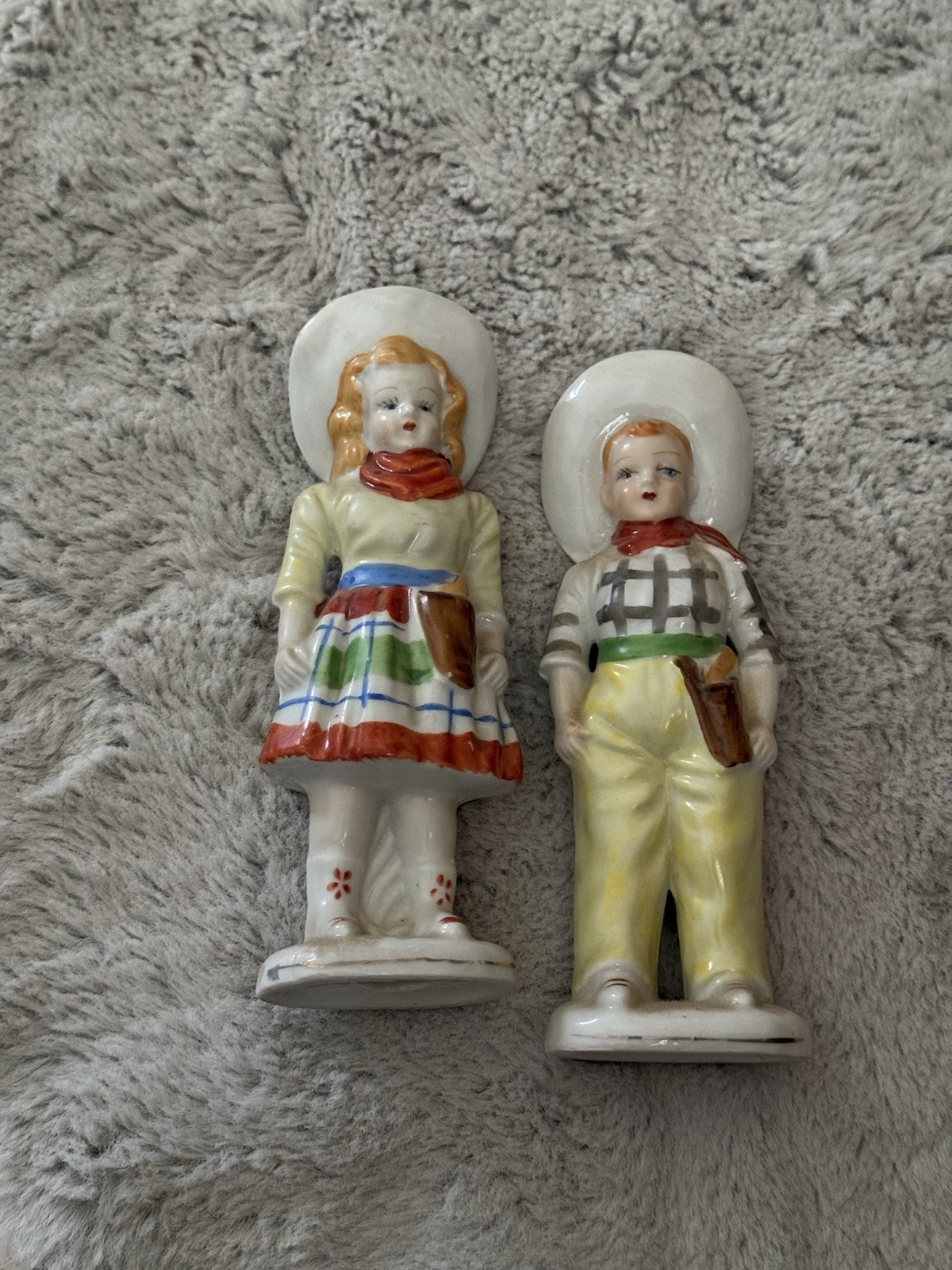 Vintage Occupied Japan Boy Girl Figurine Pair Hand Painted Porcelain