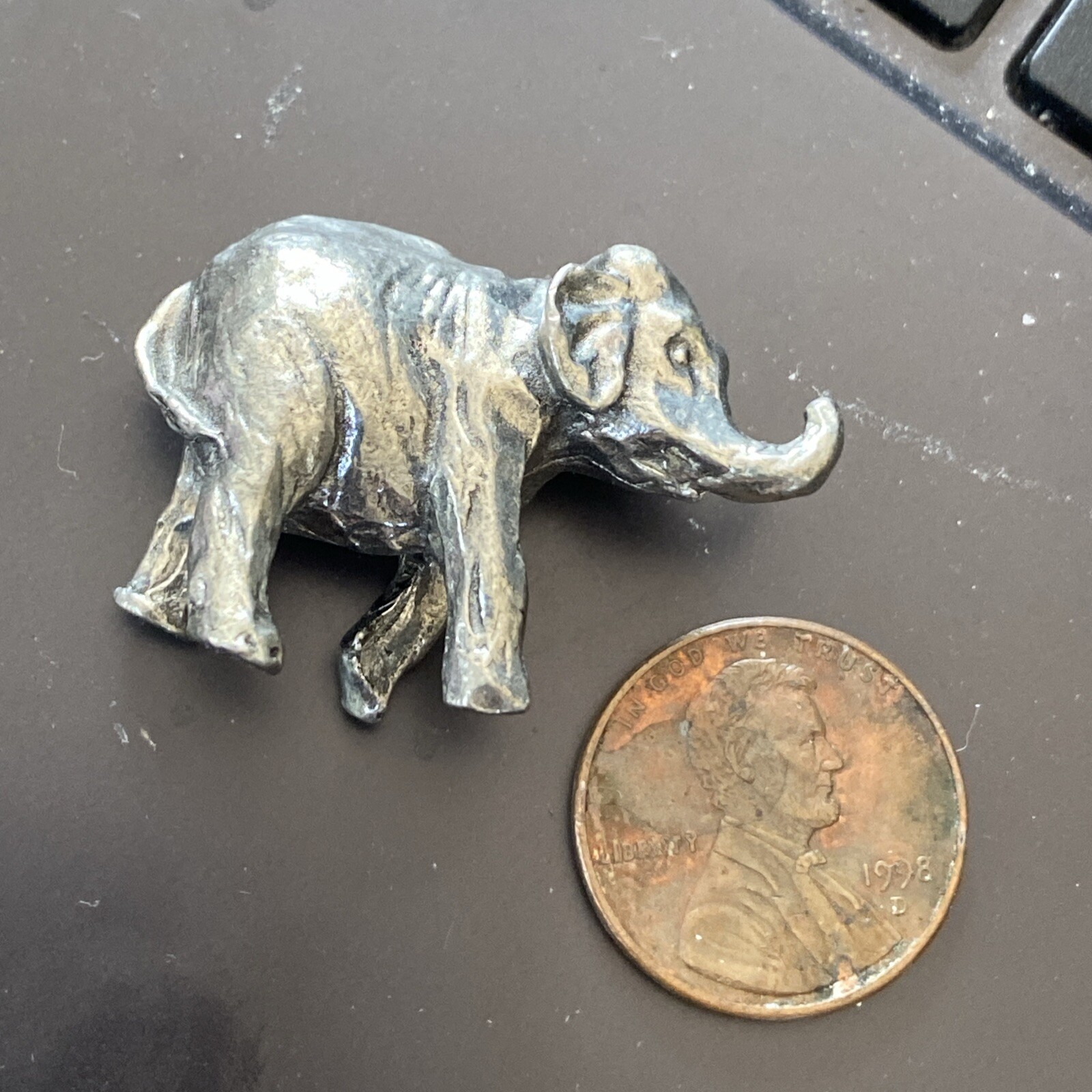 Vintage Pewter Animal Figurine Elephant Mini Size