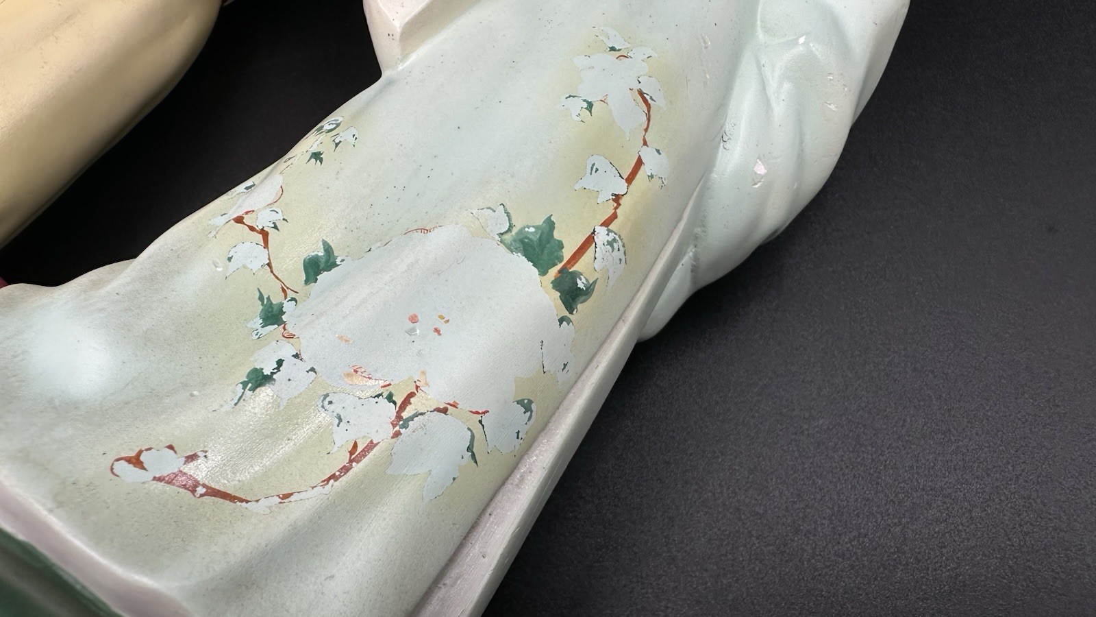 Vintage Hand Painted Plaster Asian Man & Woman Couple Figurine Sculptures 11.5″