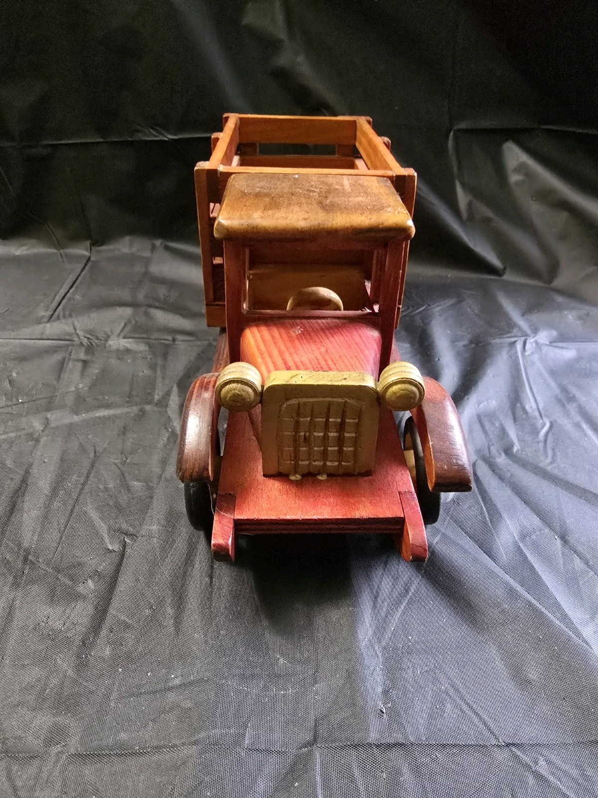 Wald Imports Brown & Red Wood Decorative Truck Rolling Figurine Vintage