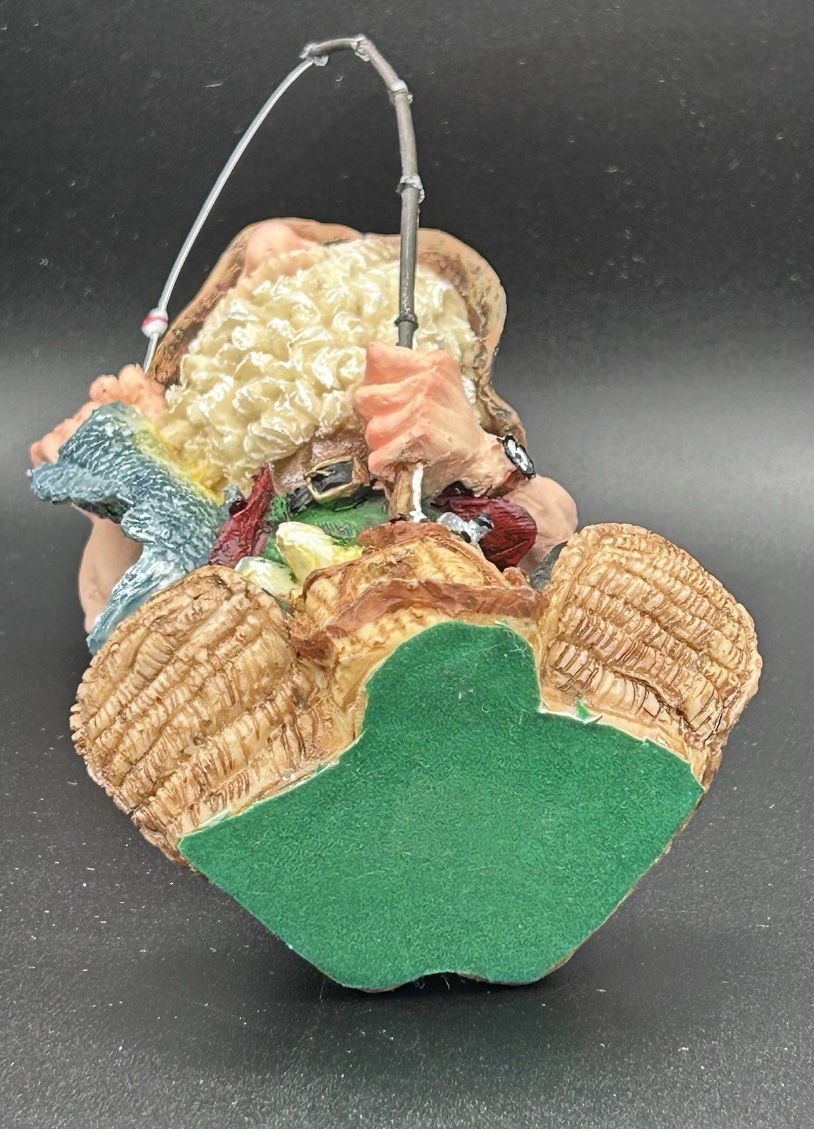 Vintage 8.5” Resin Fisherman Gnome Figurine Gone Fishing With Rod And Reel