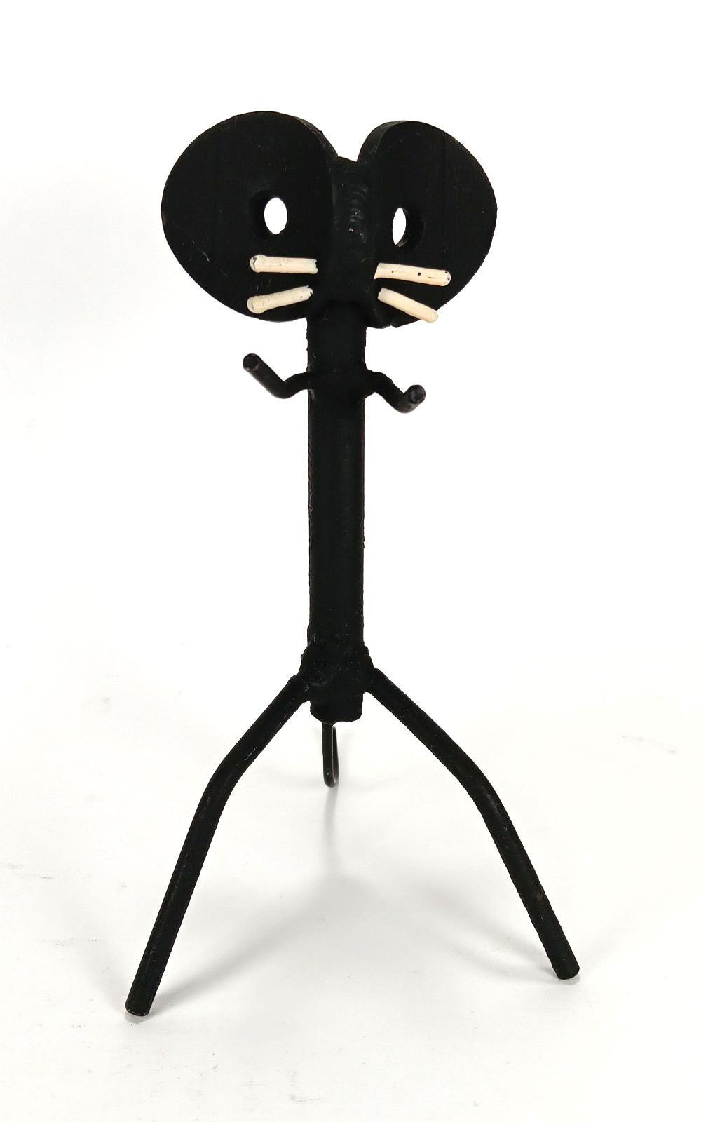 VTG Mouse Sculpture Handmade Mid Century Black Cast Metal Abstract Art Figure