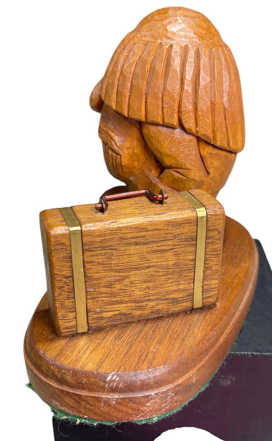 Vintage Wood Spirit Carving Traveler Rustic Statue Sculpture Hand Carved Art