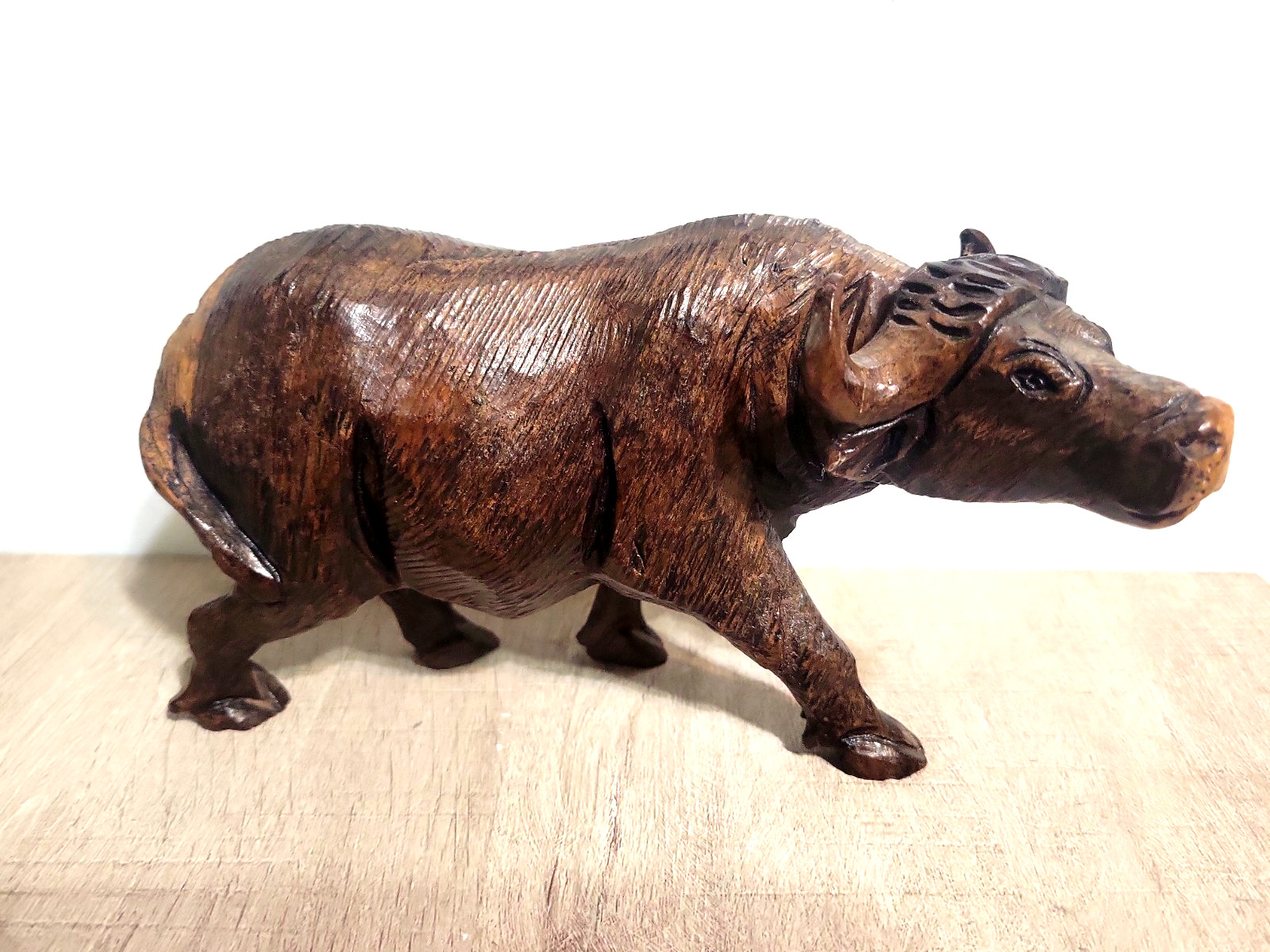 Water Buffalo Sculpture Figurine 8″ Long Wood or Resin