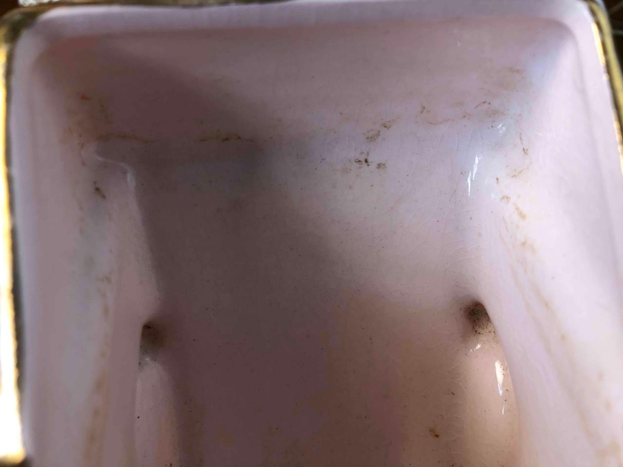 Vintage Napco Pink Gold Buggy Carriage Spaghetti Trim Poodle Dog Sleigh Planter