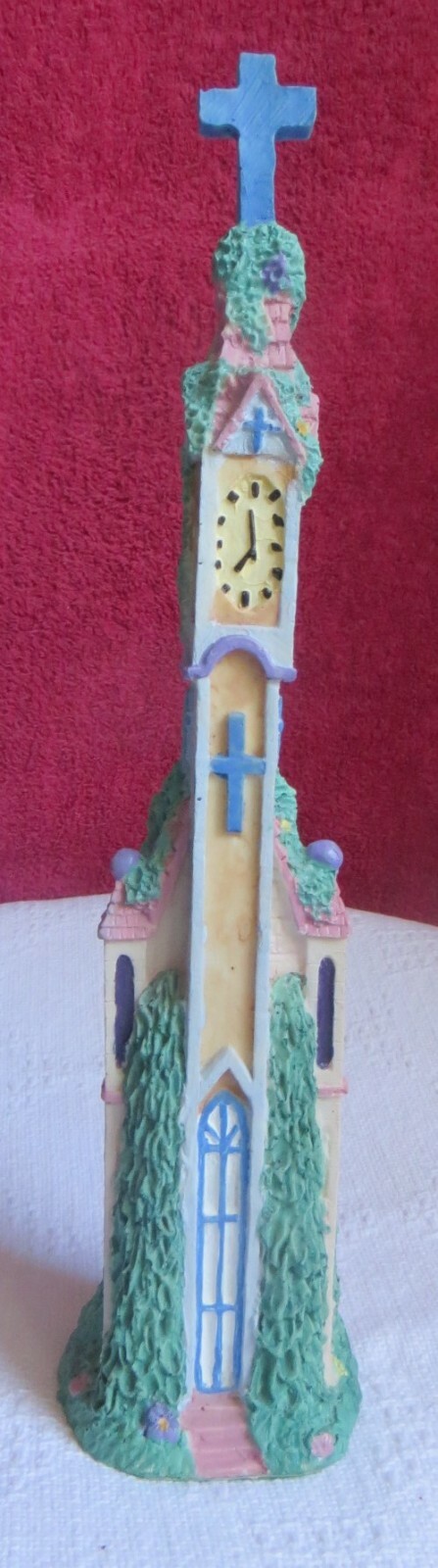Vintage Resin Church Statue With Cross 12-1/4″ x 3.0″