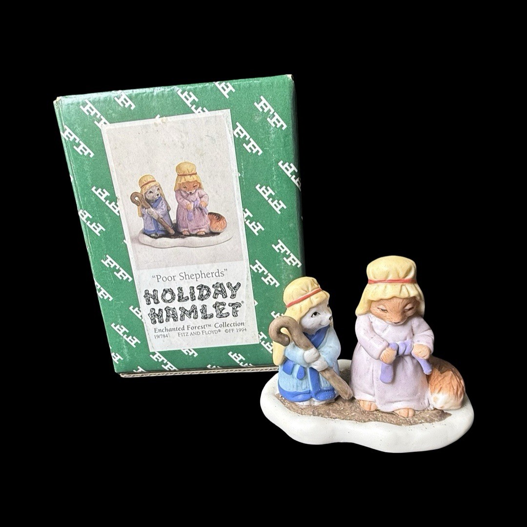 Fitz & Floyd Enchanted Forest Holiday Hamlet Poor Shepherds Figurine 1994